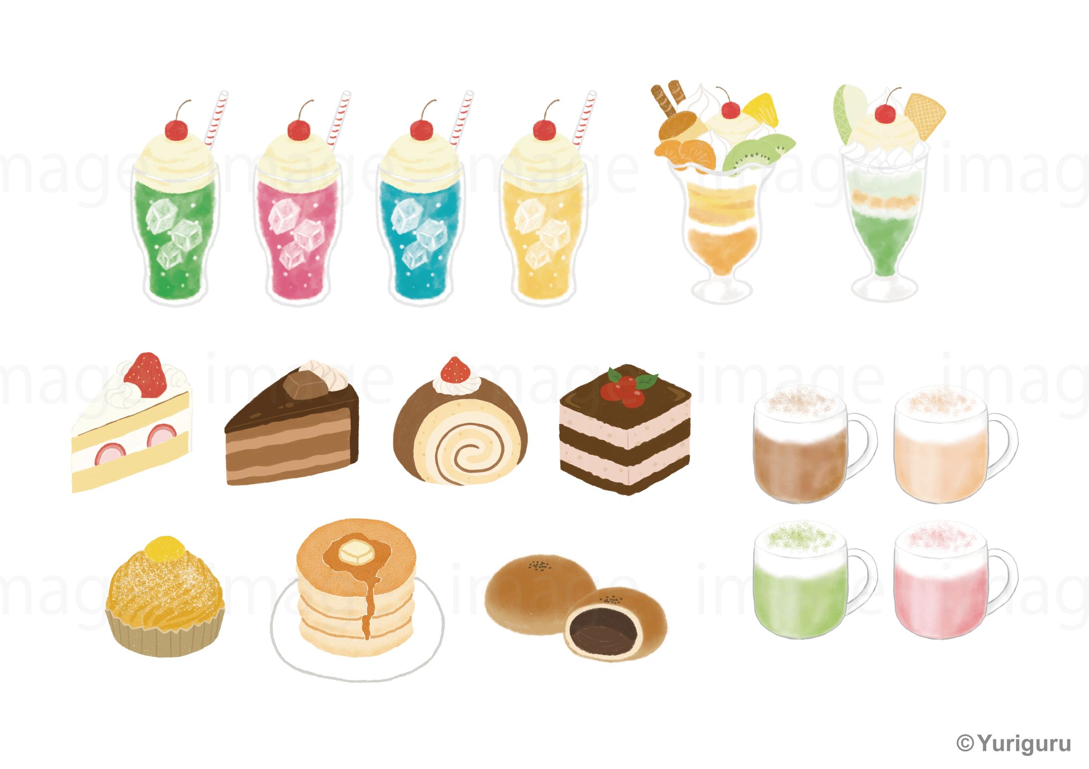 スイーツやドリンクのイラスト-1