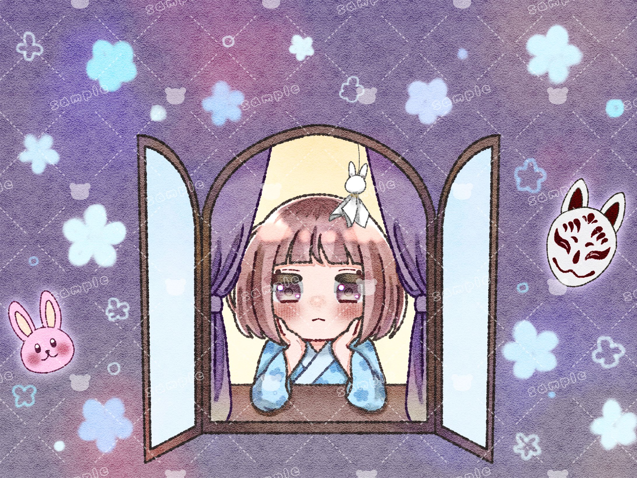 佐倉あまね様 デジタルグッズイラスト(キーワード背景)②-1