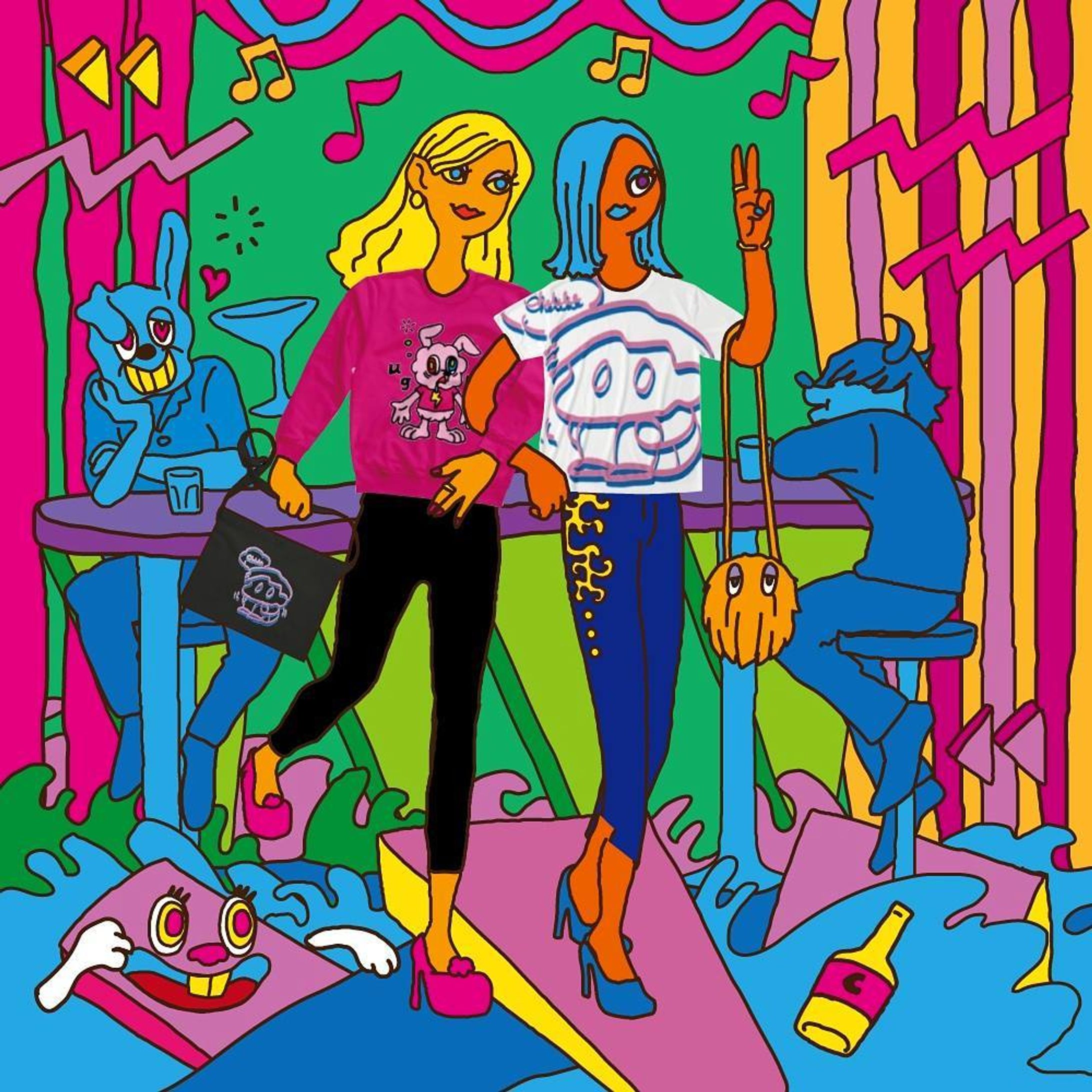 #boy#Illust#pic#スウェット#sweat#トレーナー#サコッシュ#bag#girls #friend#cheblo#ジャンキー#グレイ#Junky#glay#Tシャツ#Tshirt#半袖#シャツ#shirt#イラスト#Picture#うさぎ#モコモコ#rabbit#pink#ug#fashion#絵#linedrawing-1