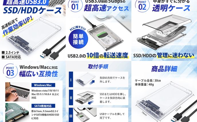 Amazon商品画像(SSD/HDDケース)