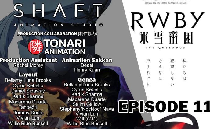 Had the opportunity to work as 2nd key animator (Nigen) for #rwby #rwbyicequeendom Ep11 ♡ 

Thanks a lot @tonarianimation and #shaft and hoping to get more works like this!

#anime #manga #animation