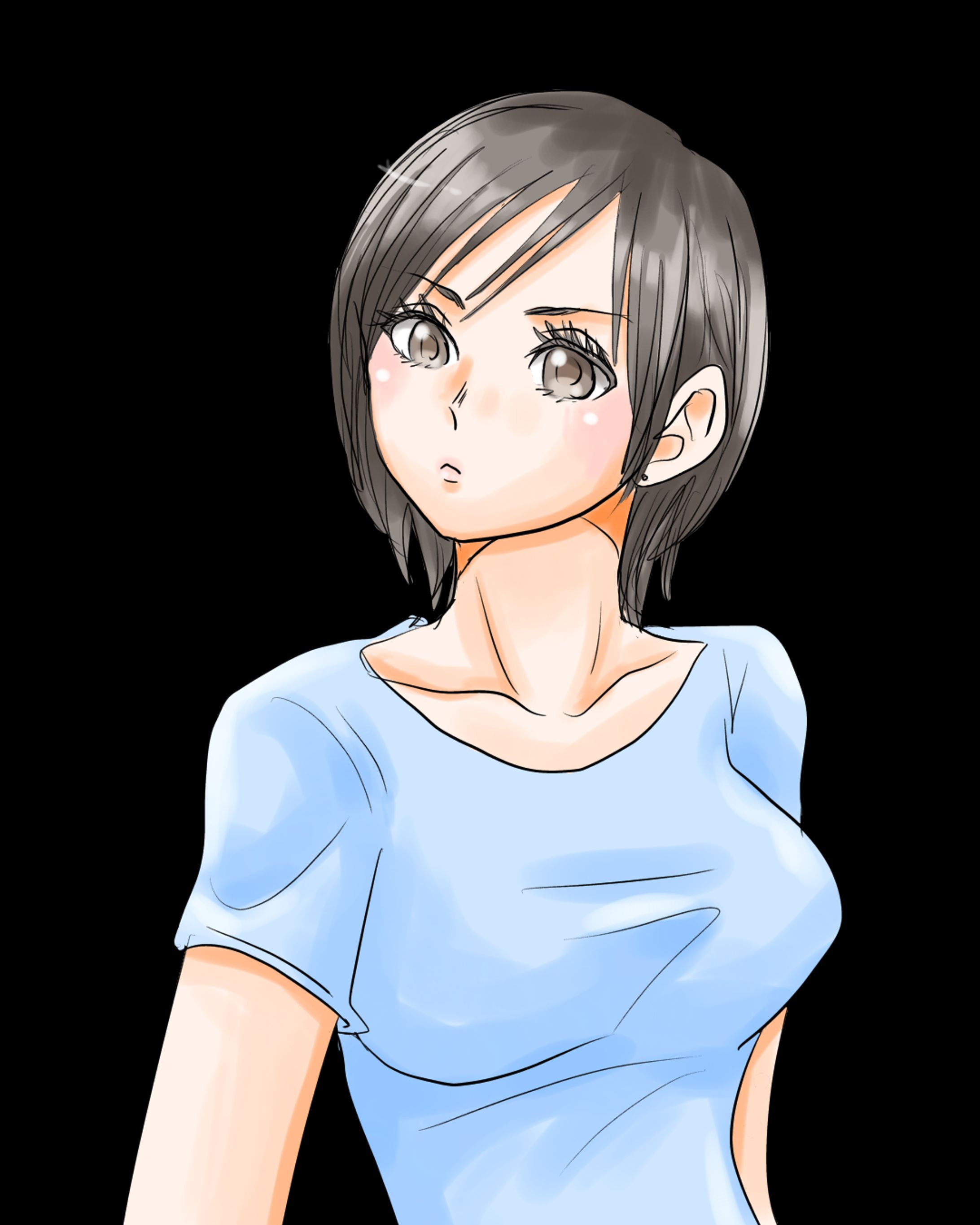 【イラスト】ショートヘアの女性-1