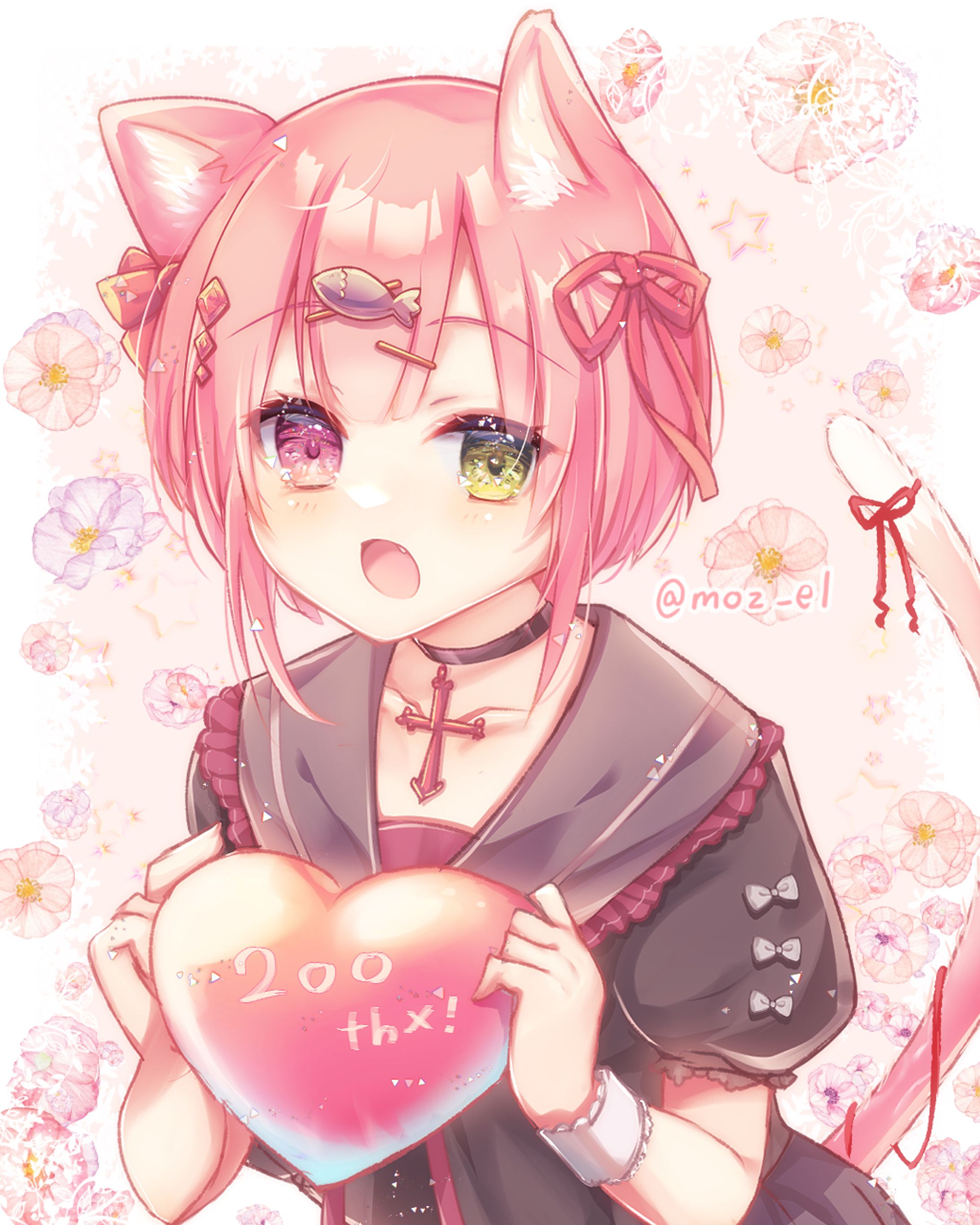 ピンクの猫耳女の子-1