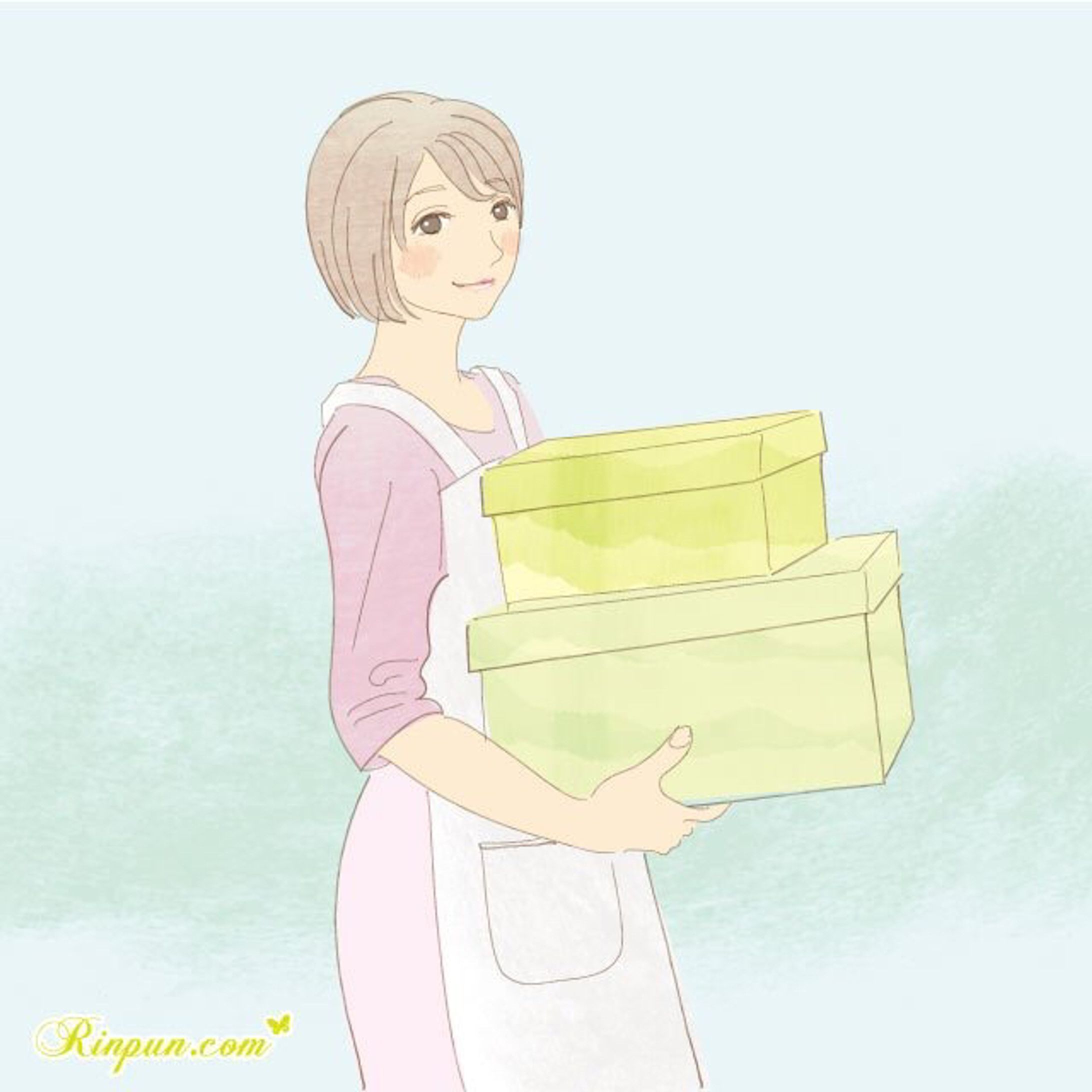 片付けをする40代女性-1