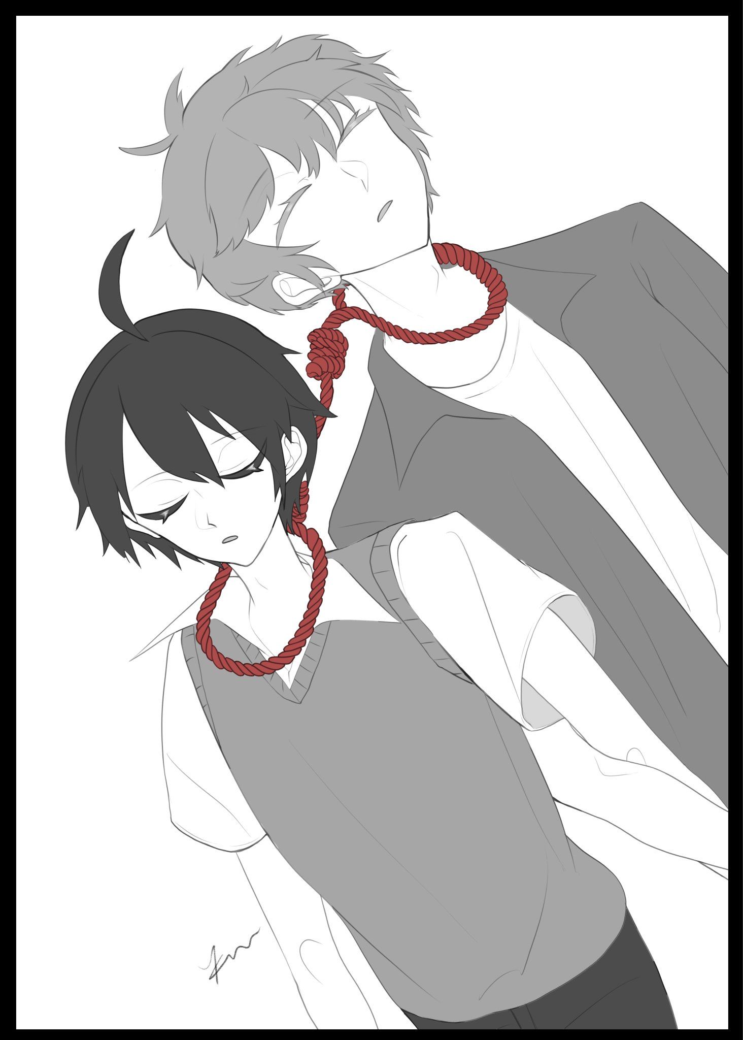 オリジナルイラスト 手描きイラスト 手書きイラスト 高校生男子