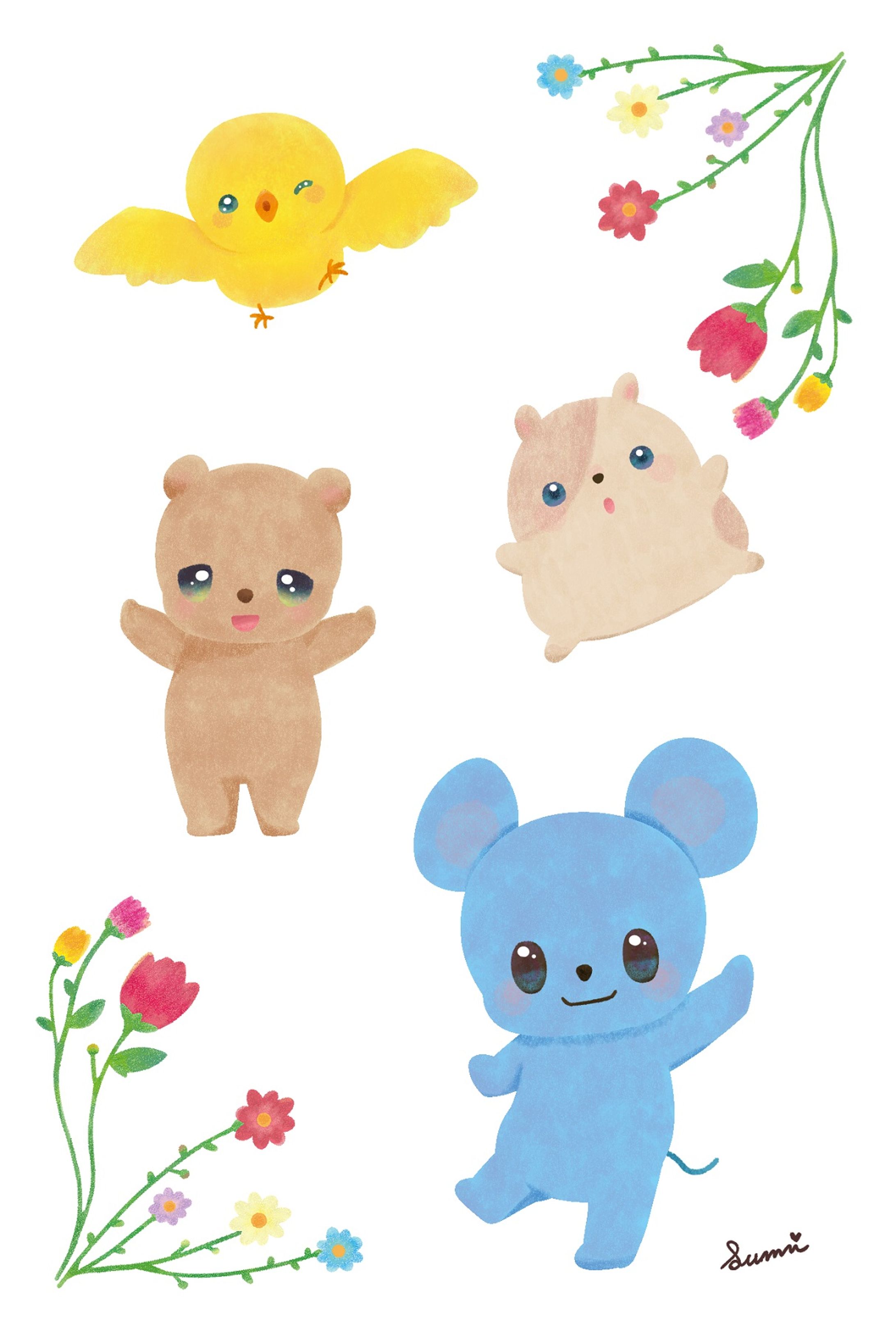 Anmals with flowers-1