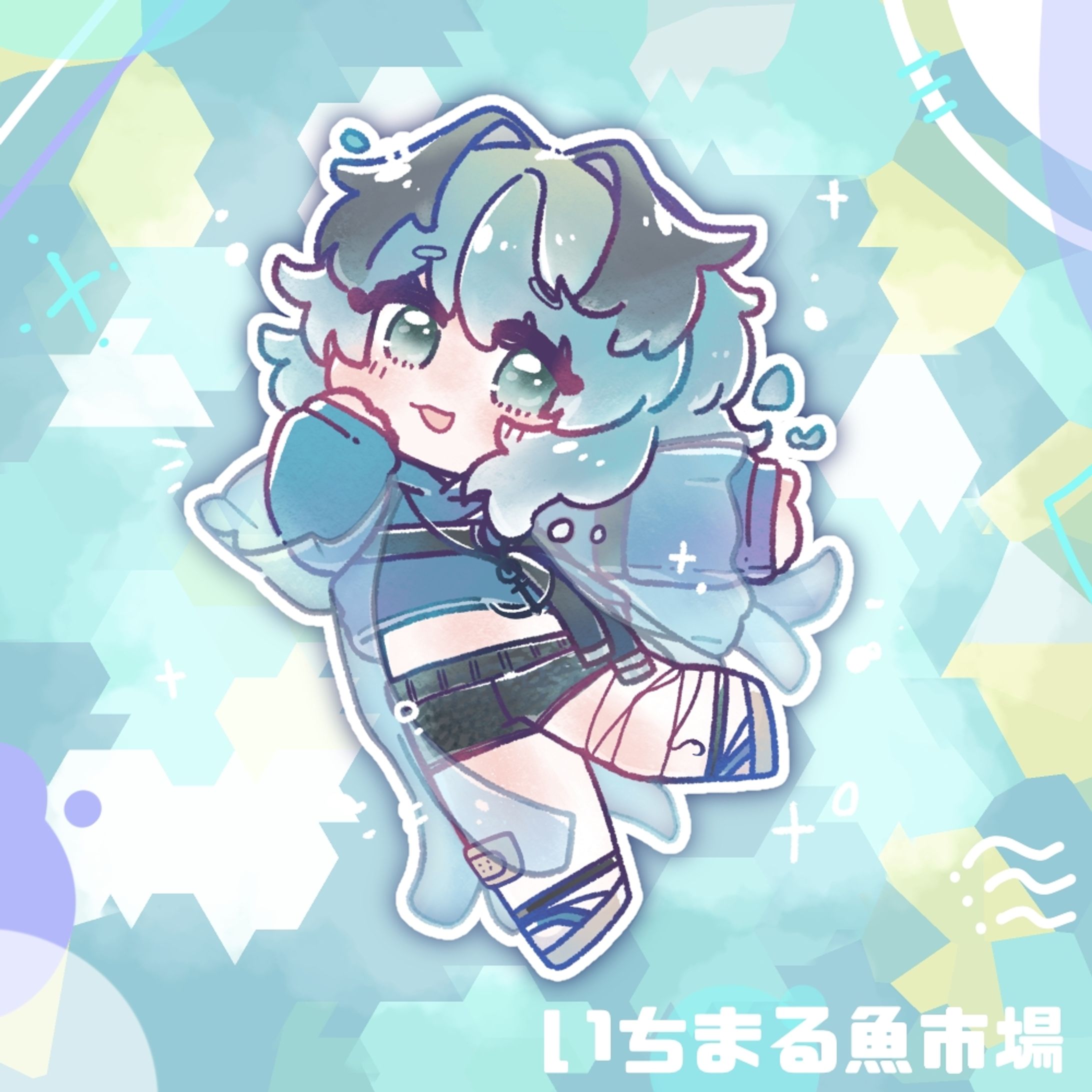公式マスコット‪🎣‬水港うみまる/全身イラスト-1