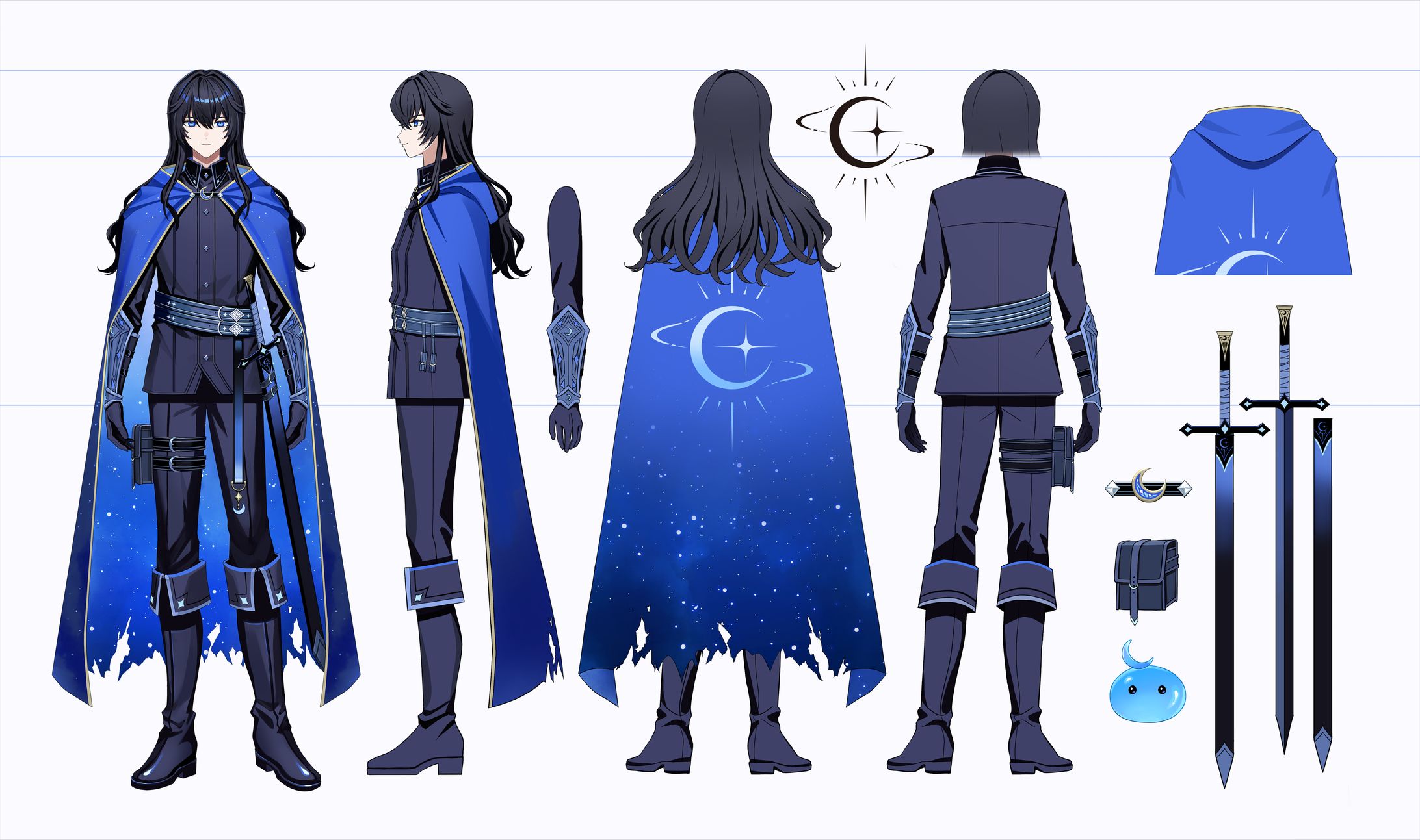 Vtuber  蒼閒まこと様　Live2d用パーツ分け立ち絵&三面図-1