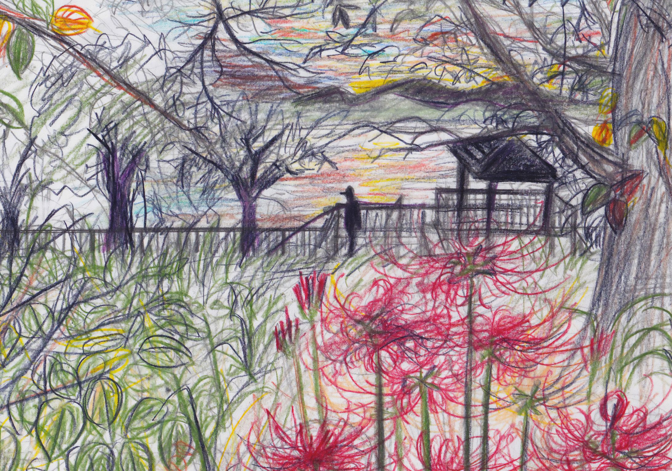 GS課題：植物を「近景」「中景」「遠景」と描き分けて制作されたオリジナルの自然風景-1