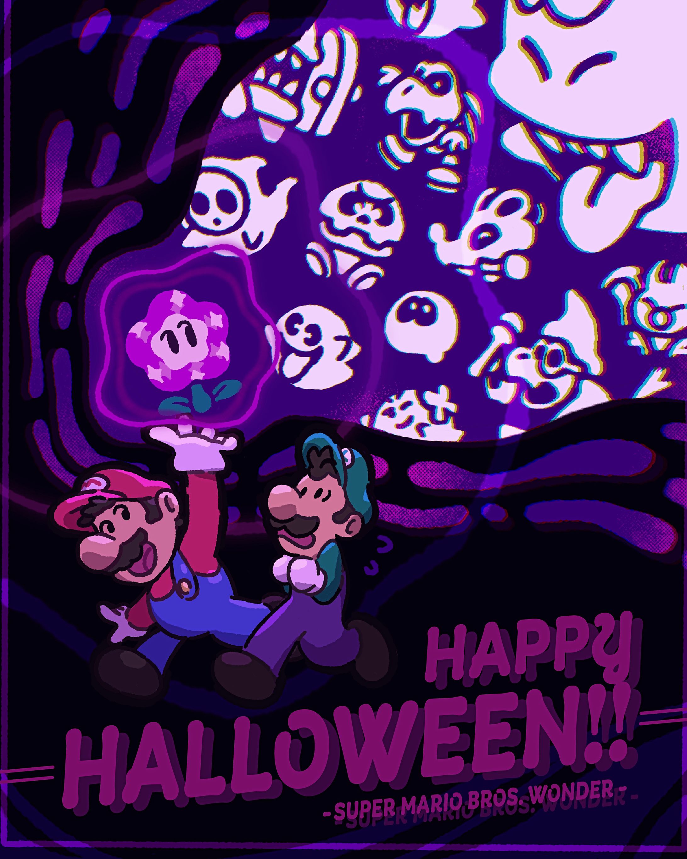 Happy«Wonder»Halloween｜ハロウィン記念。『スーパーマリオブラザーズワンダー』ファンアート-1