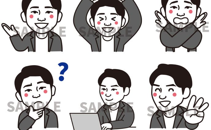YouTubeに使用する似顔絵人物キャラクターイラスト