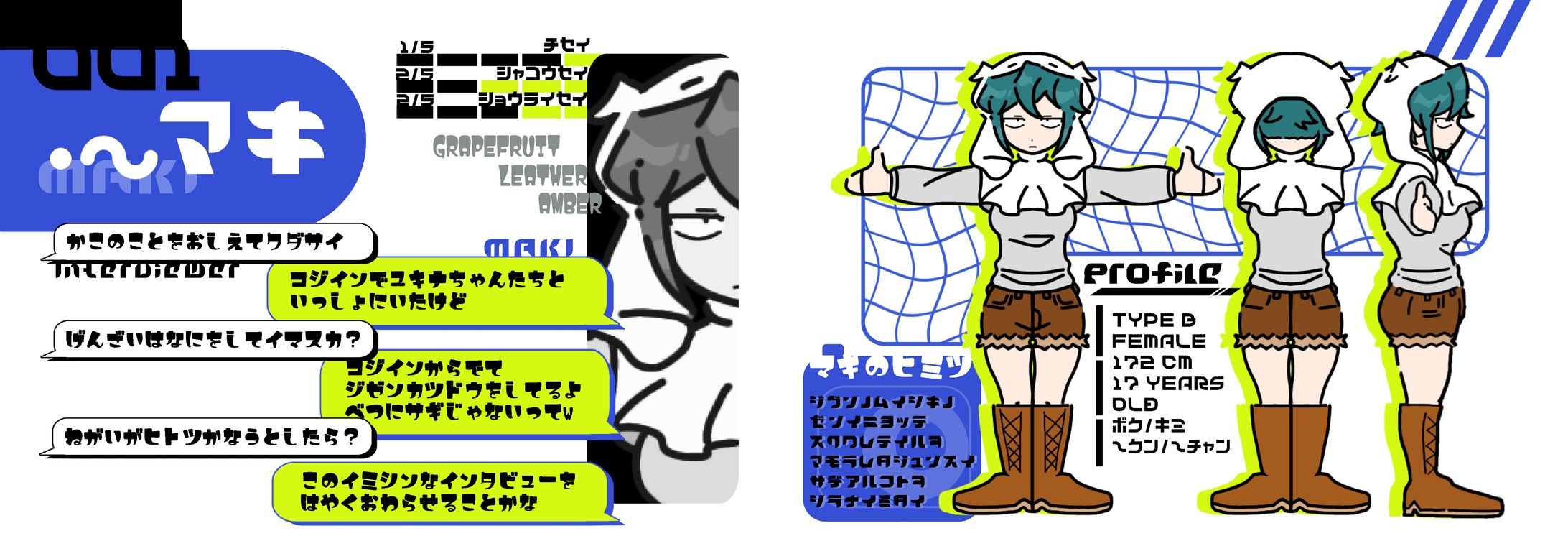 オリジナルキャラクター三面図-1