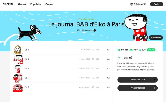 webtoon : Le journal B&B d'Eiko à Paris