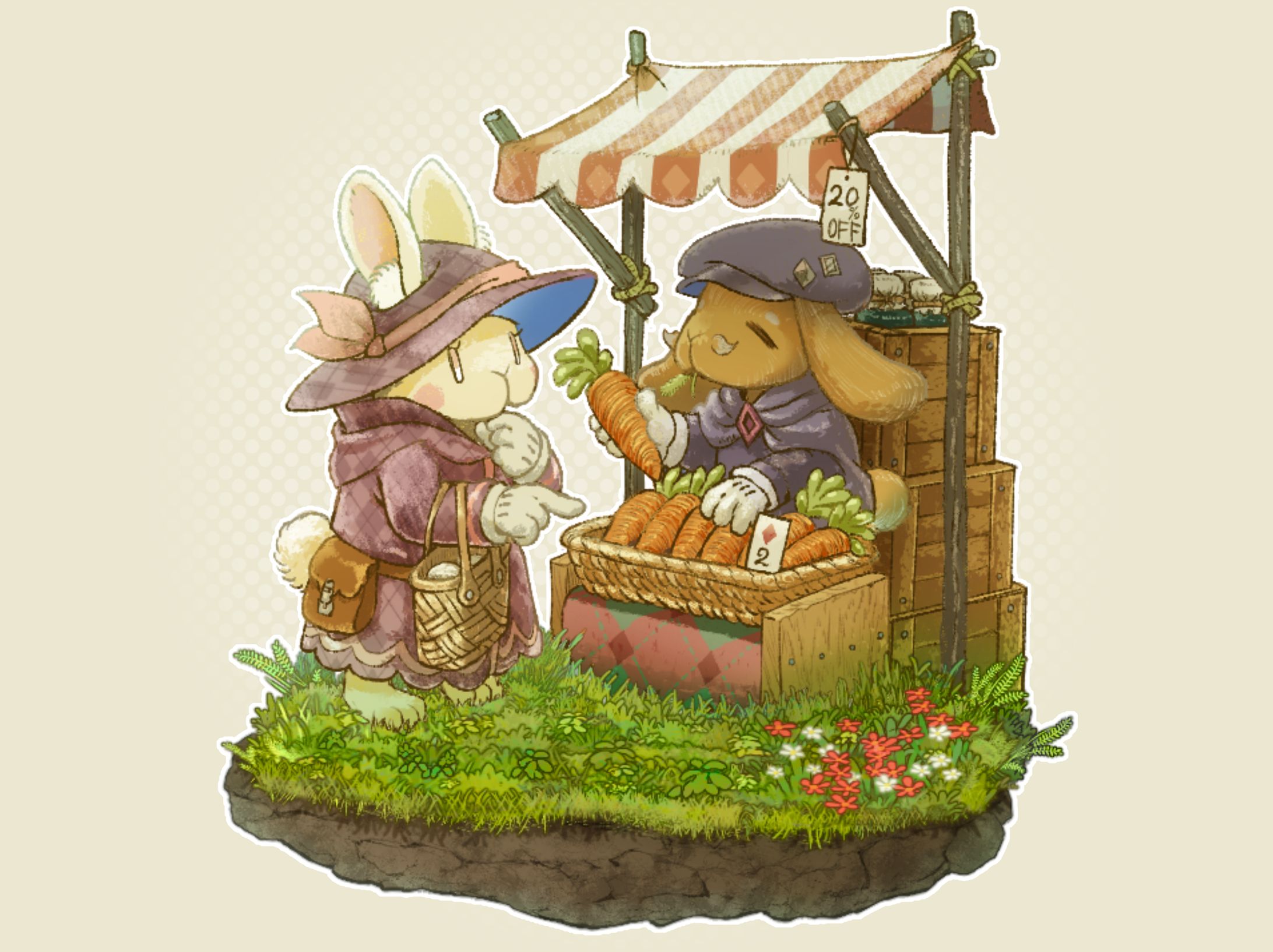 ウサギトランプ用イラスト_ダイヤ2-1