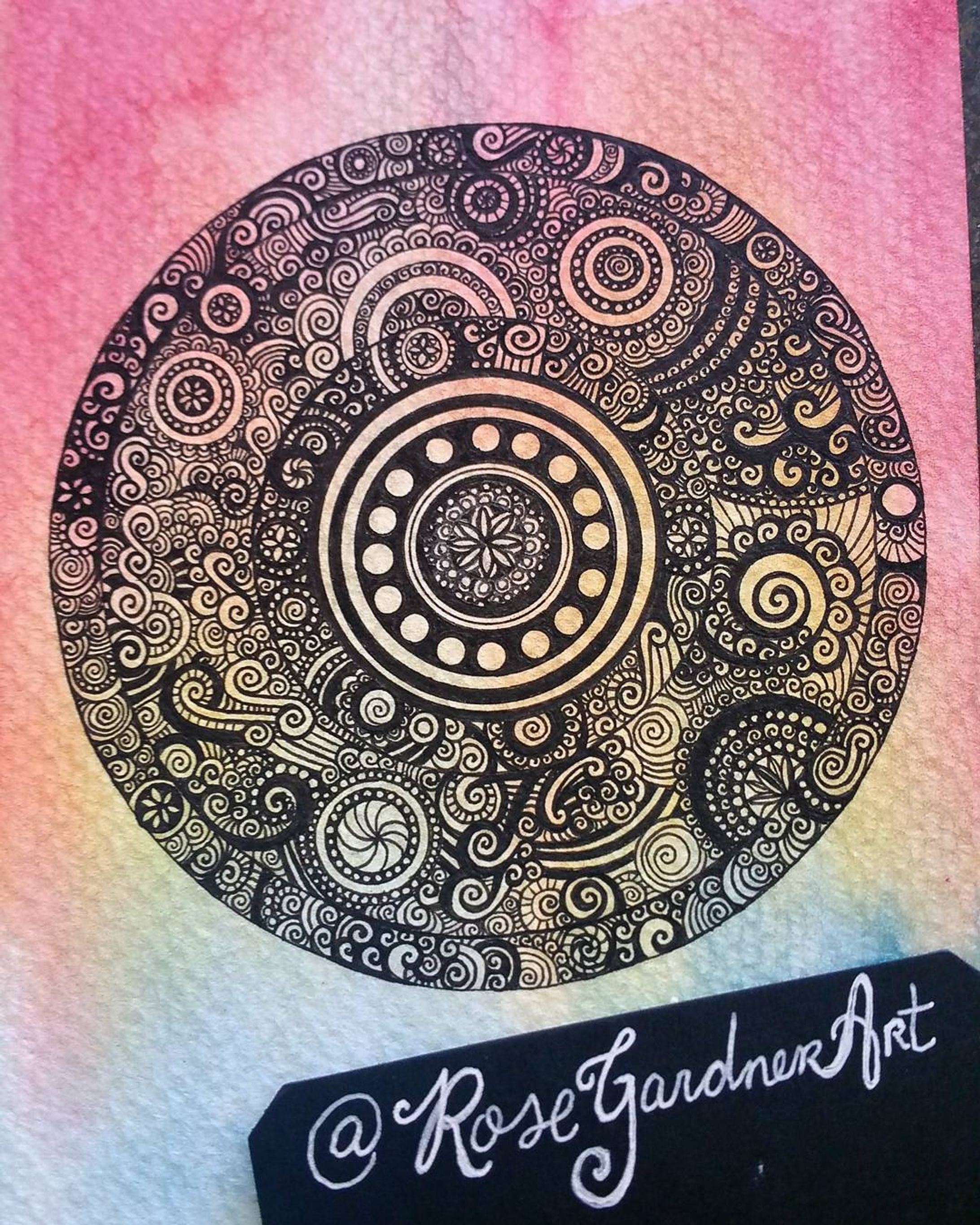 Rainbow mandala. Happy Tuesday! #rosegardnerart #rosegardner #spiral #spiralart #mandala #rainbow-1