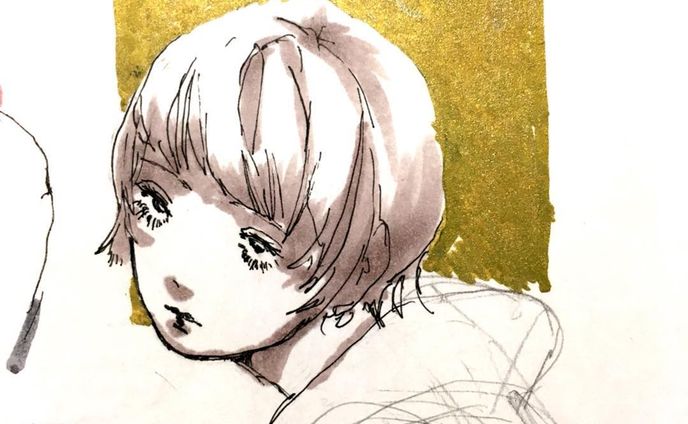 アナログイラスト、男の子