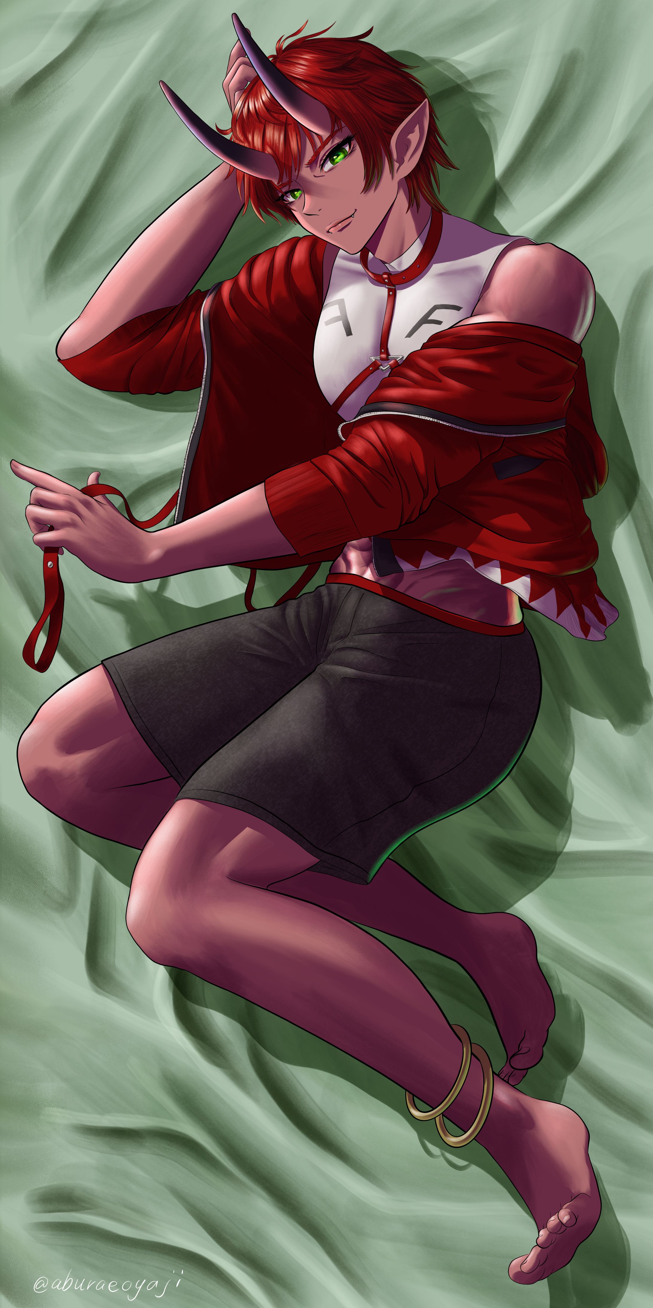 前鬼抱き枕風イラスト-1