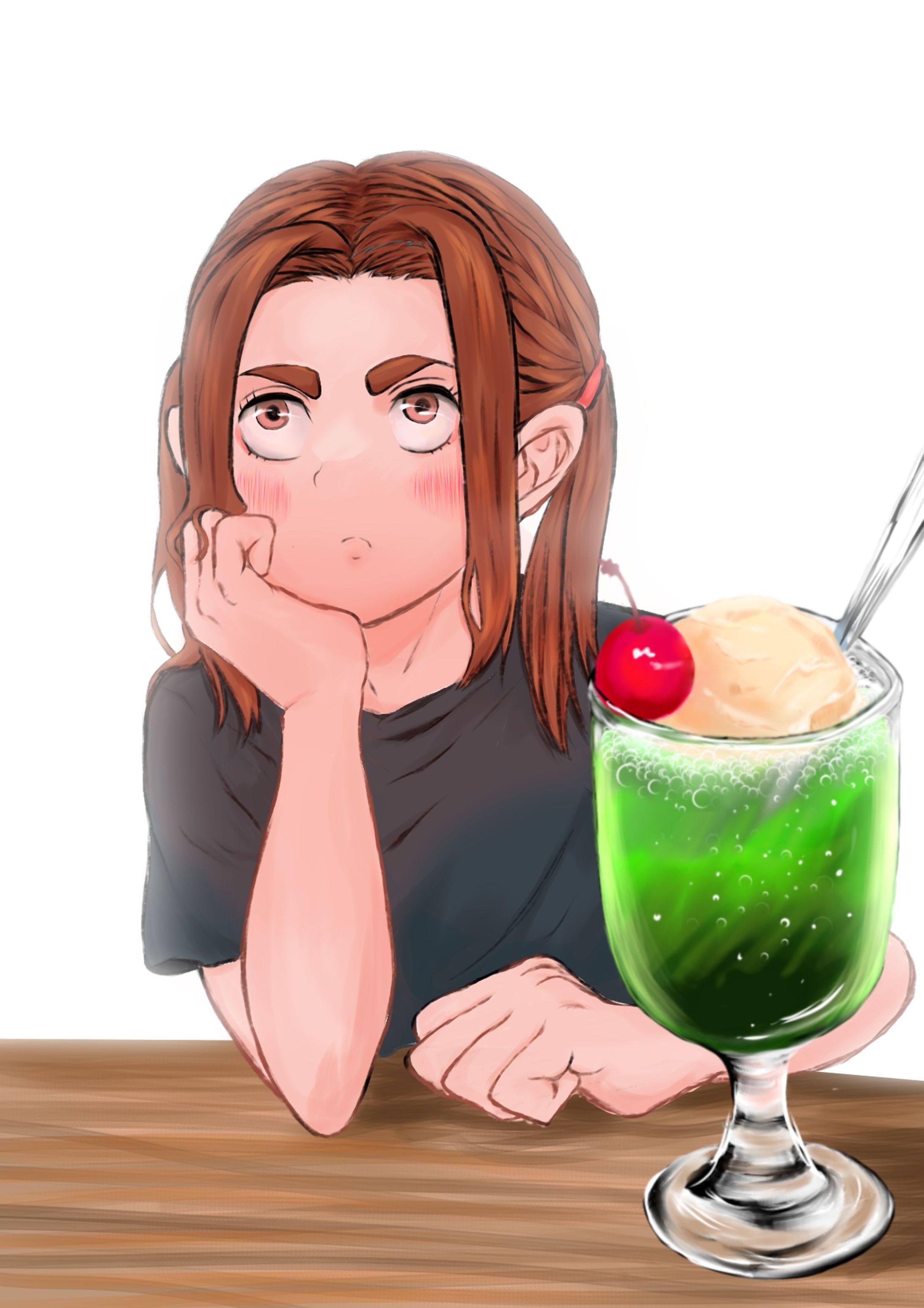 待つ女の子とメロンソーダ-1