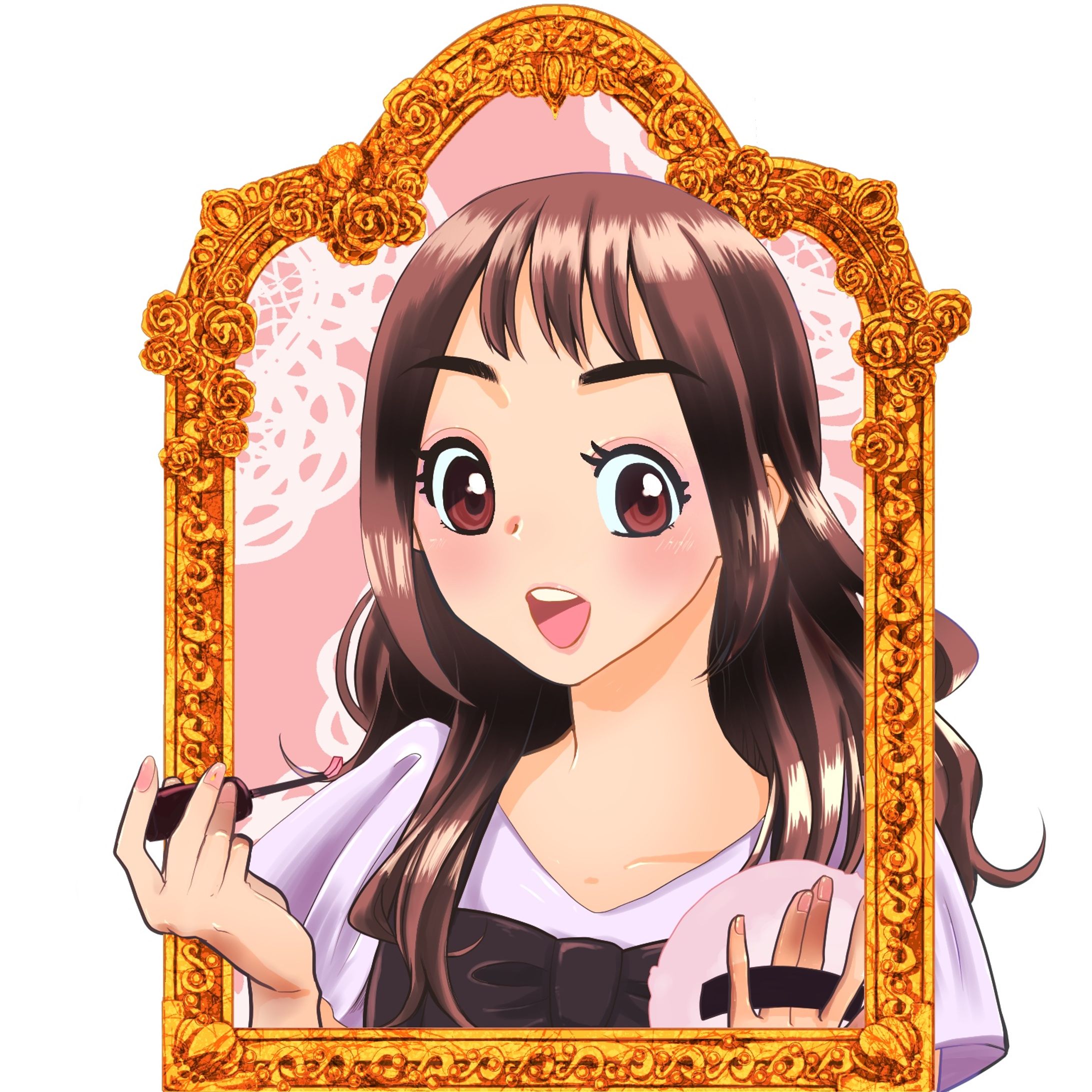 メイクをしている女性の挿絵課題制作-1