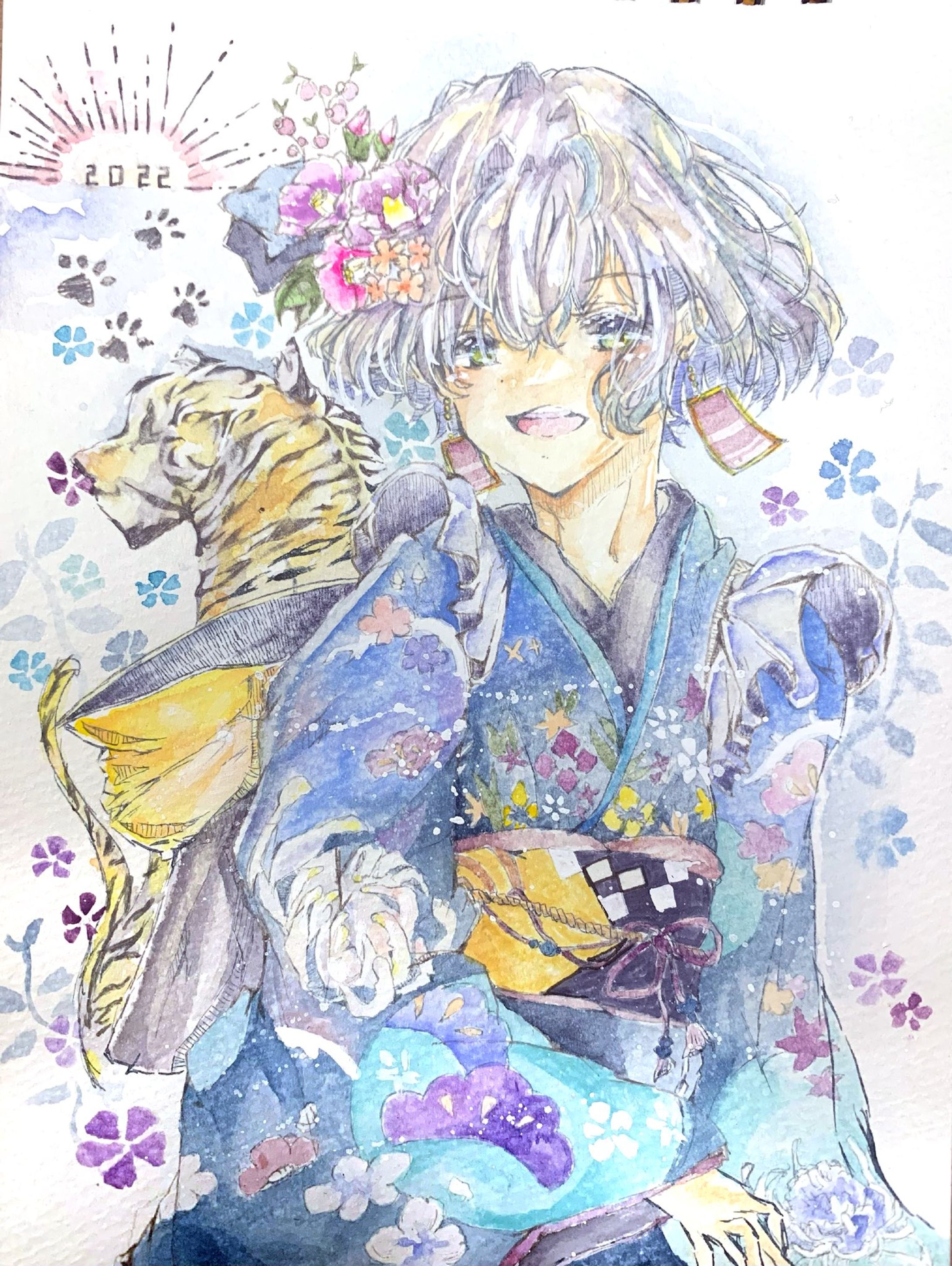【水彩イラスト】2022年 年賀状-1
