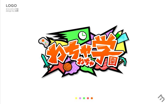 わちゃわちゃ学園　ロゴ&校章