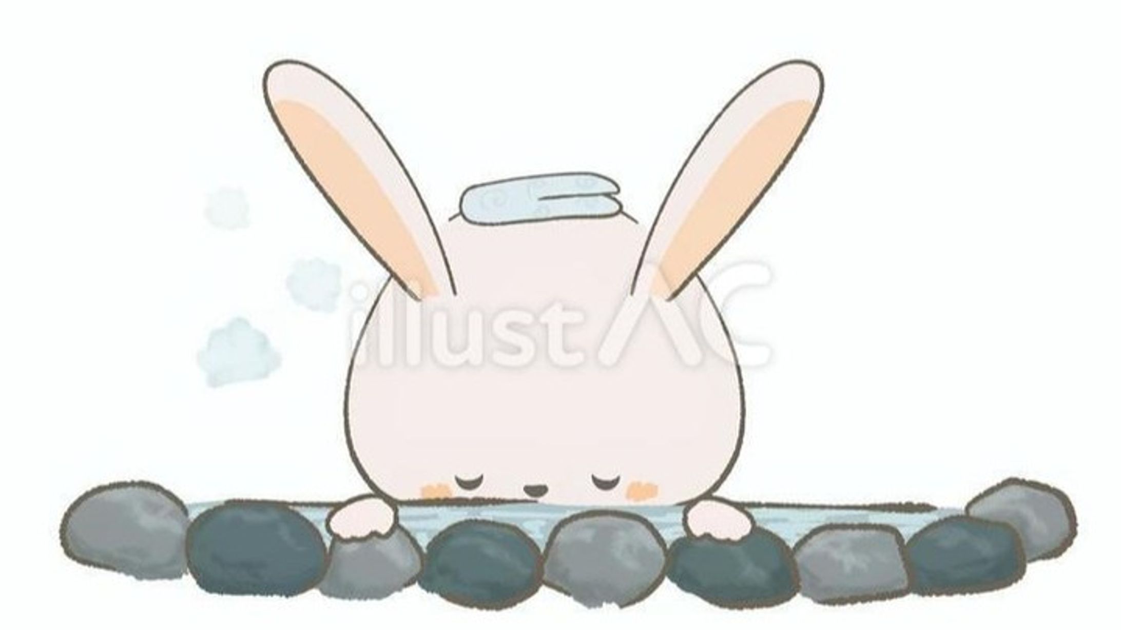 いい湯だな。https://www.ac-illust.com/main/detail.php?id=23423988
　#ウサギ　#干支　#卯　#２０２３年
 #かわいい　#イラストAC-1