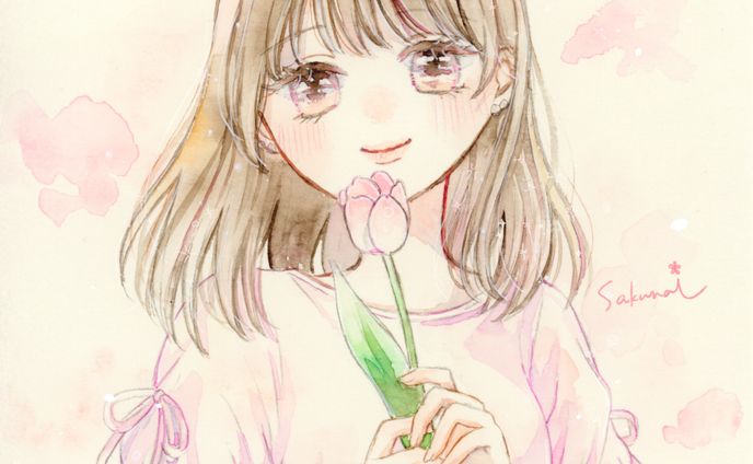 チューリップと女の子
