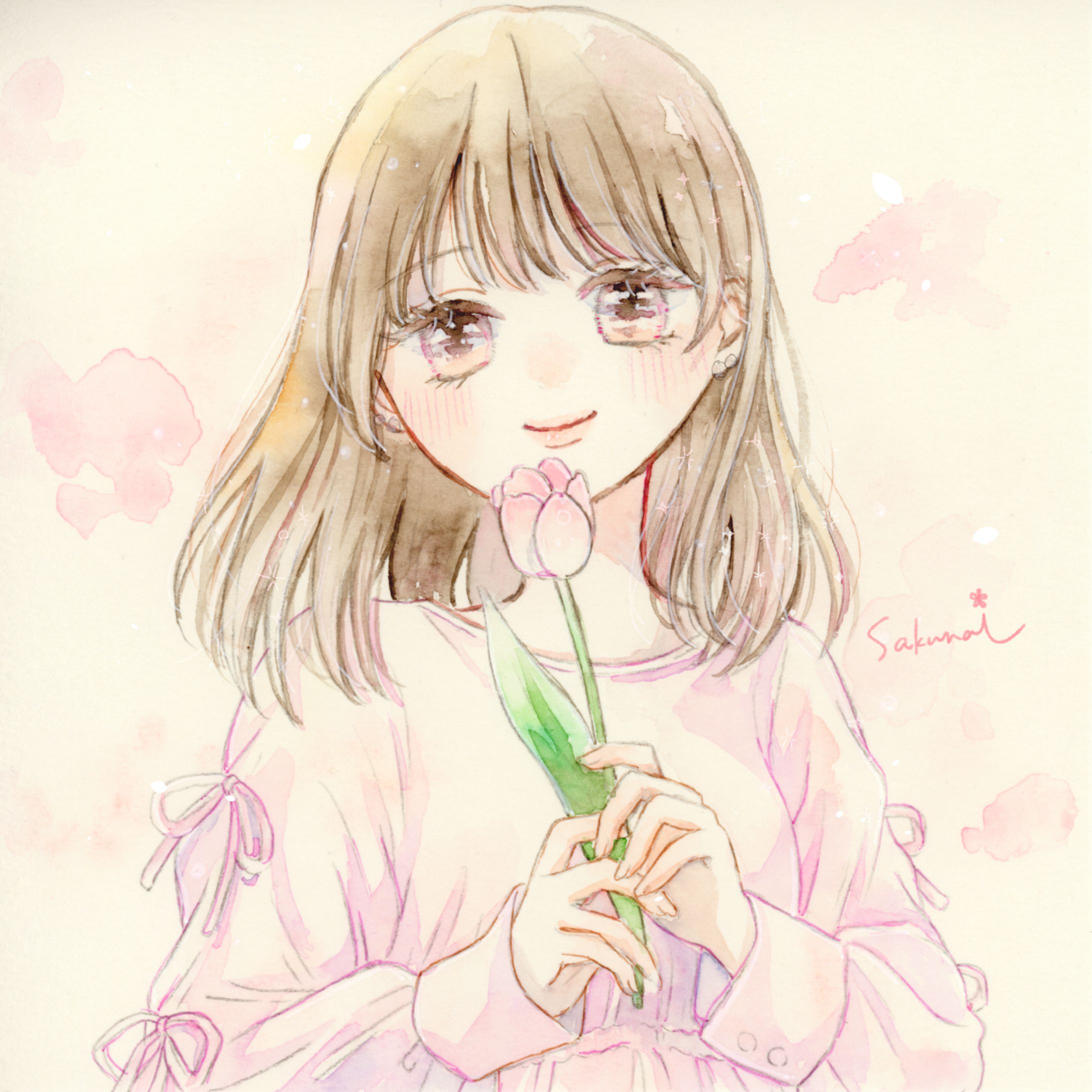 チューリップと女の子-1