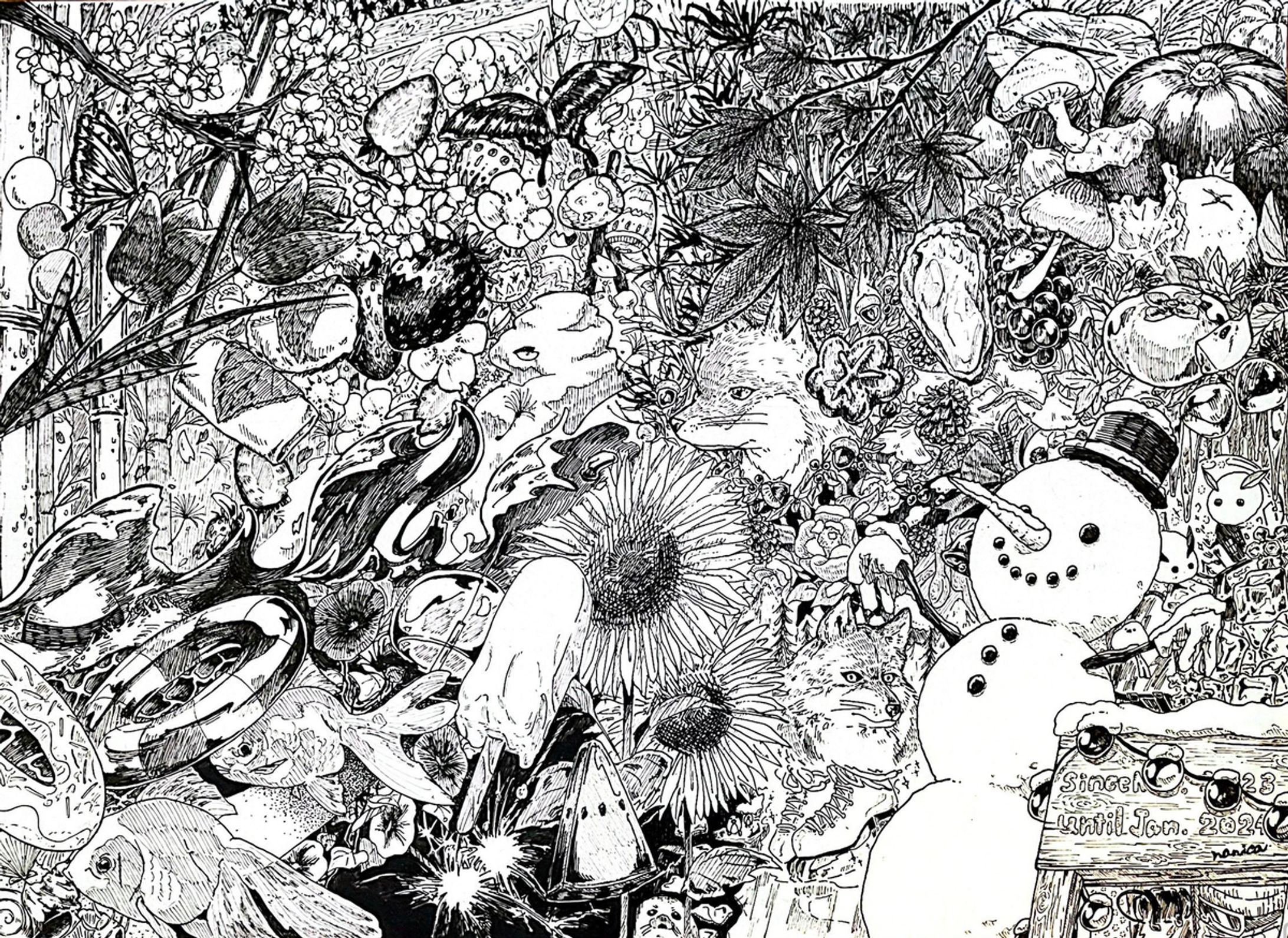 【四季】ボールペン画-1