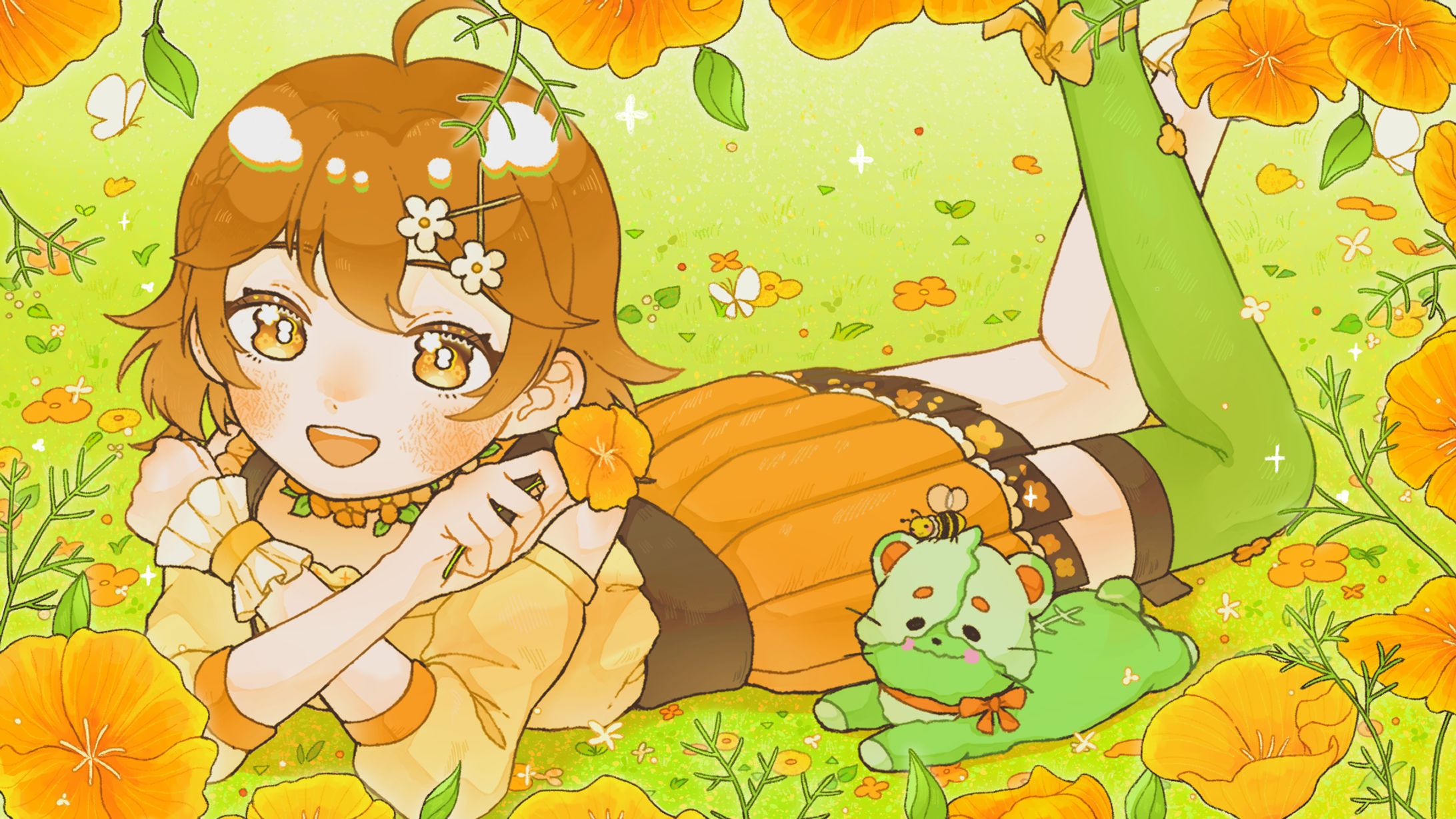 ご依頼【サムネイルイラスト】花菱はち 登録者数1000人記念イラスト-1