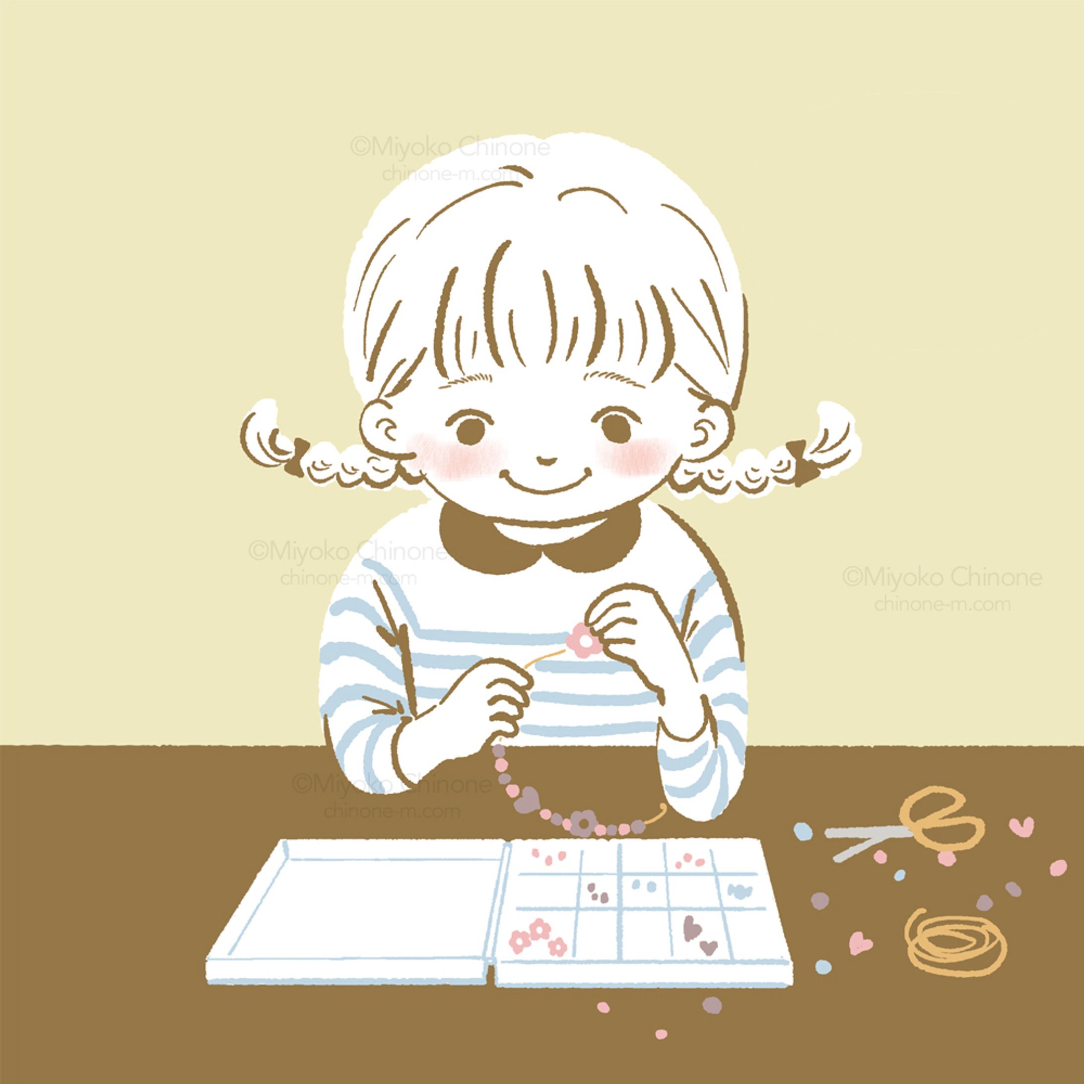 アクセサリーを作っている子供（オリジナル）-1