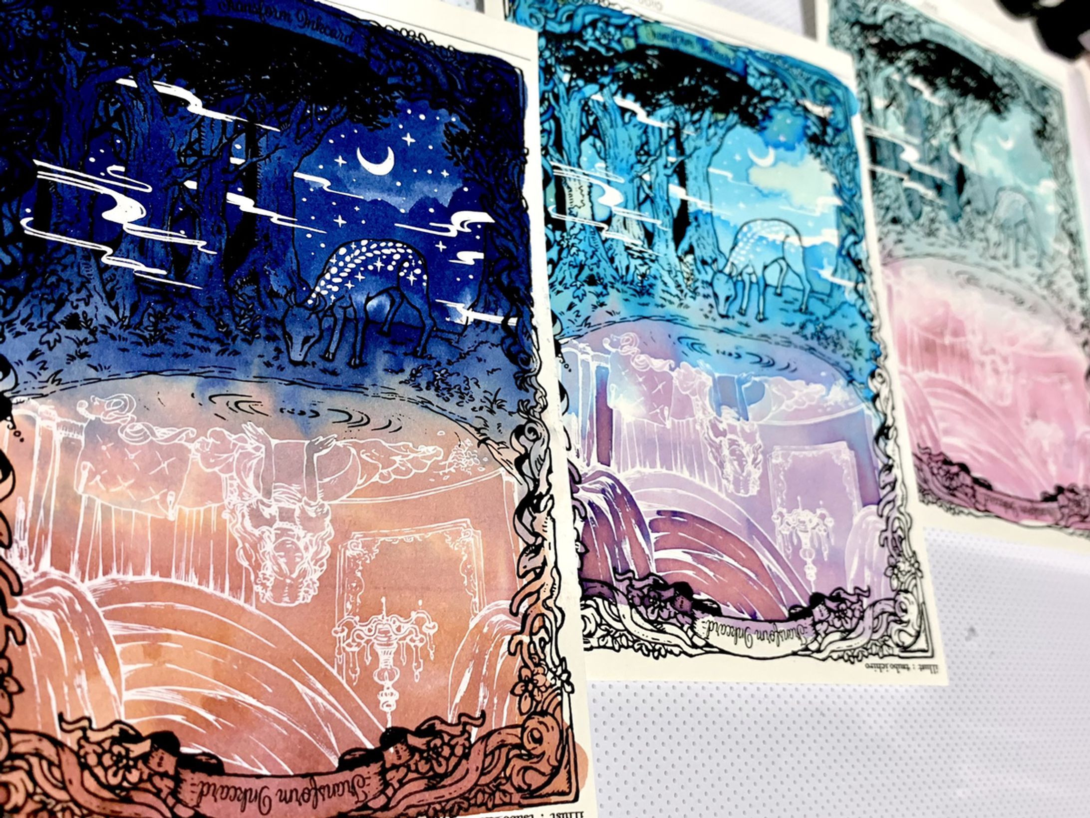 古い絵本の挿絵風インクカードのイラスト・デザイン-1