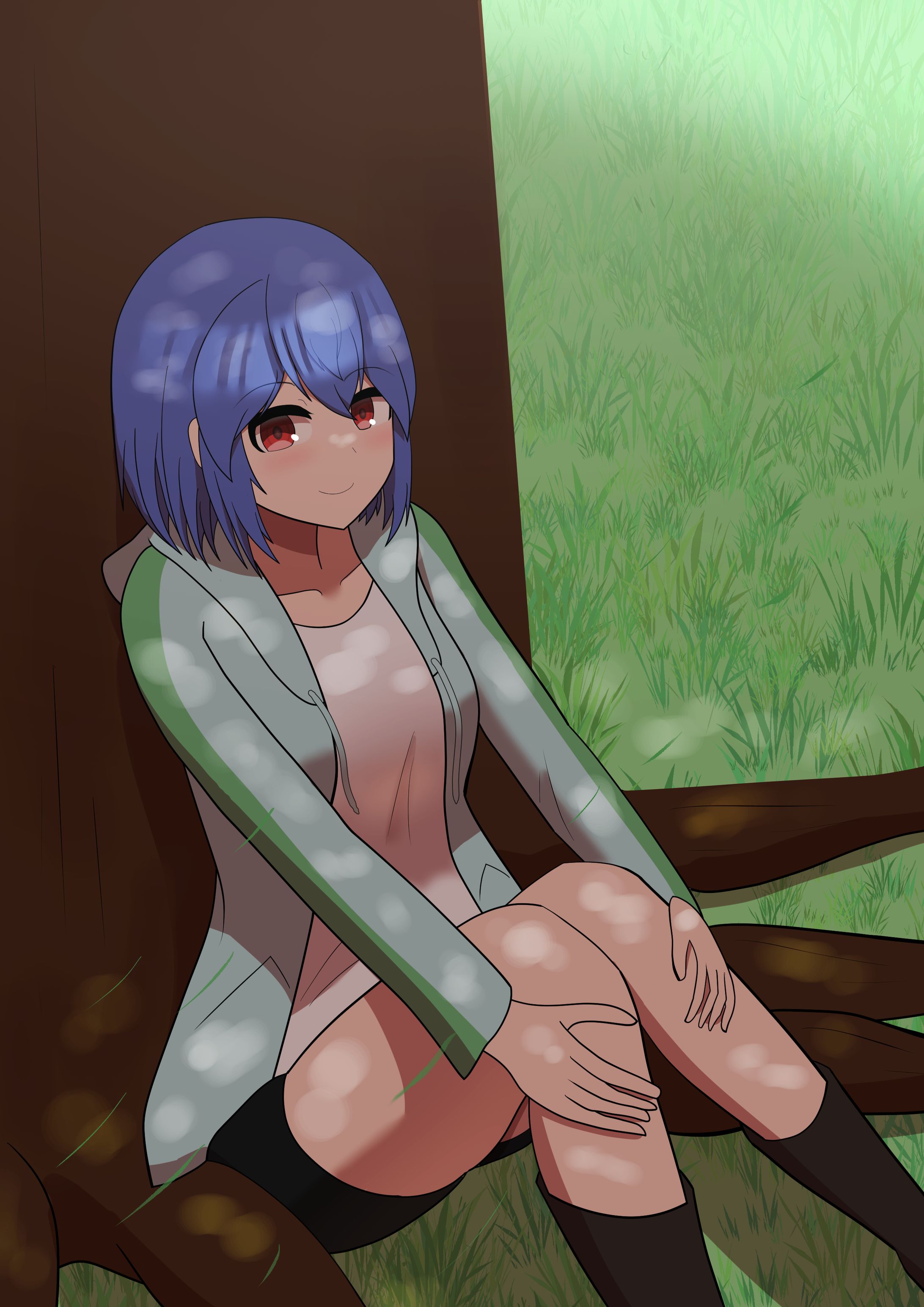 【うちの子】木陰に座るミラージュ-1