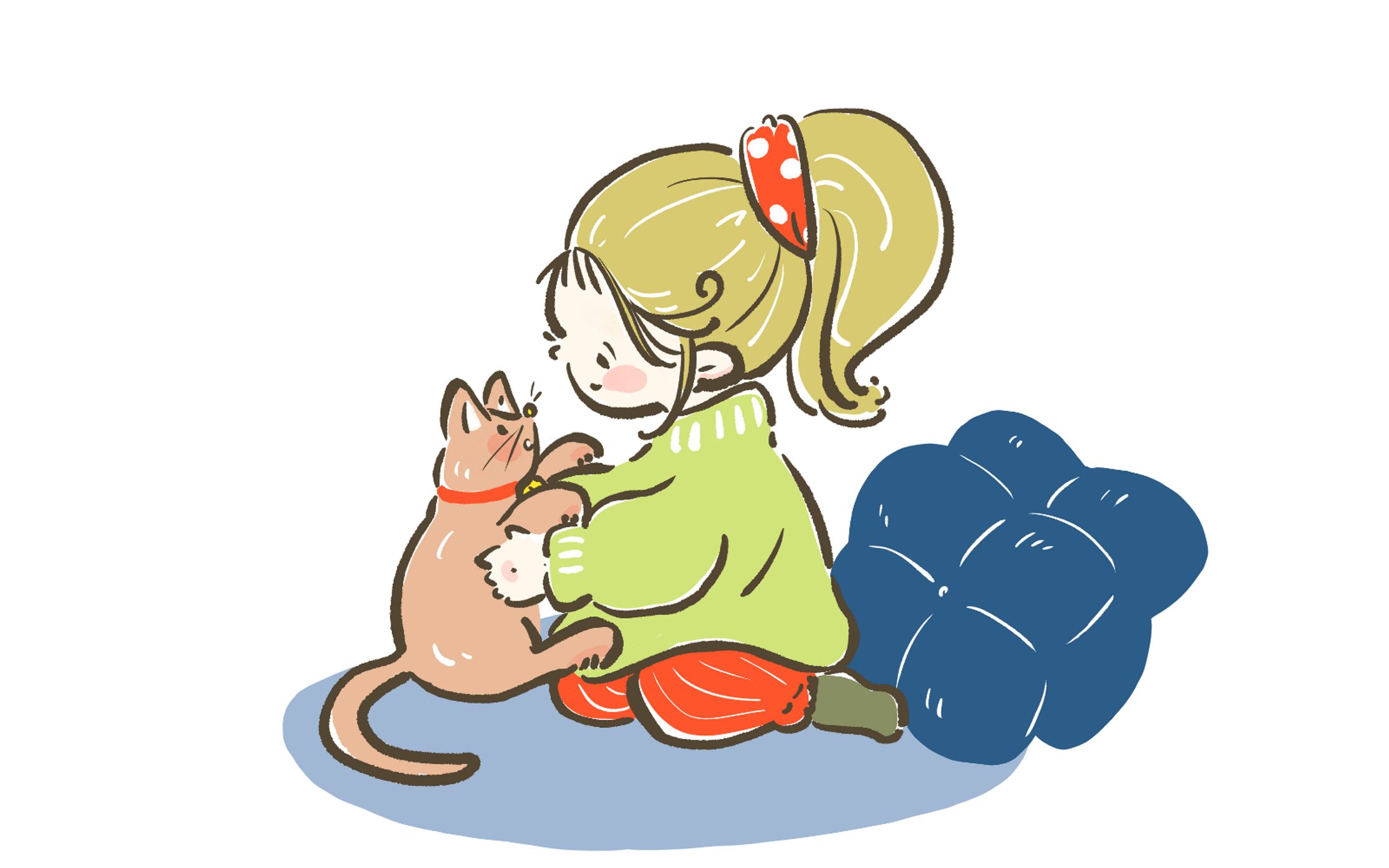 ネコと見つめる少女-1