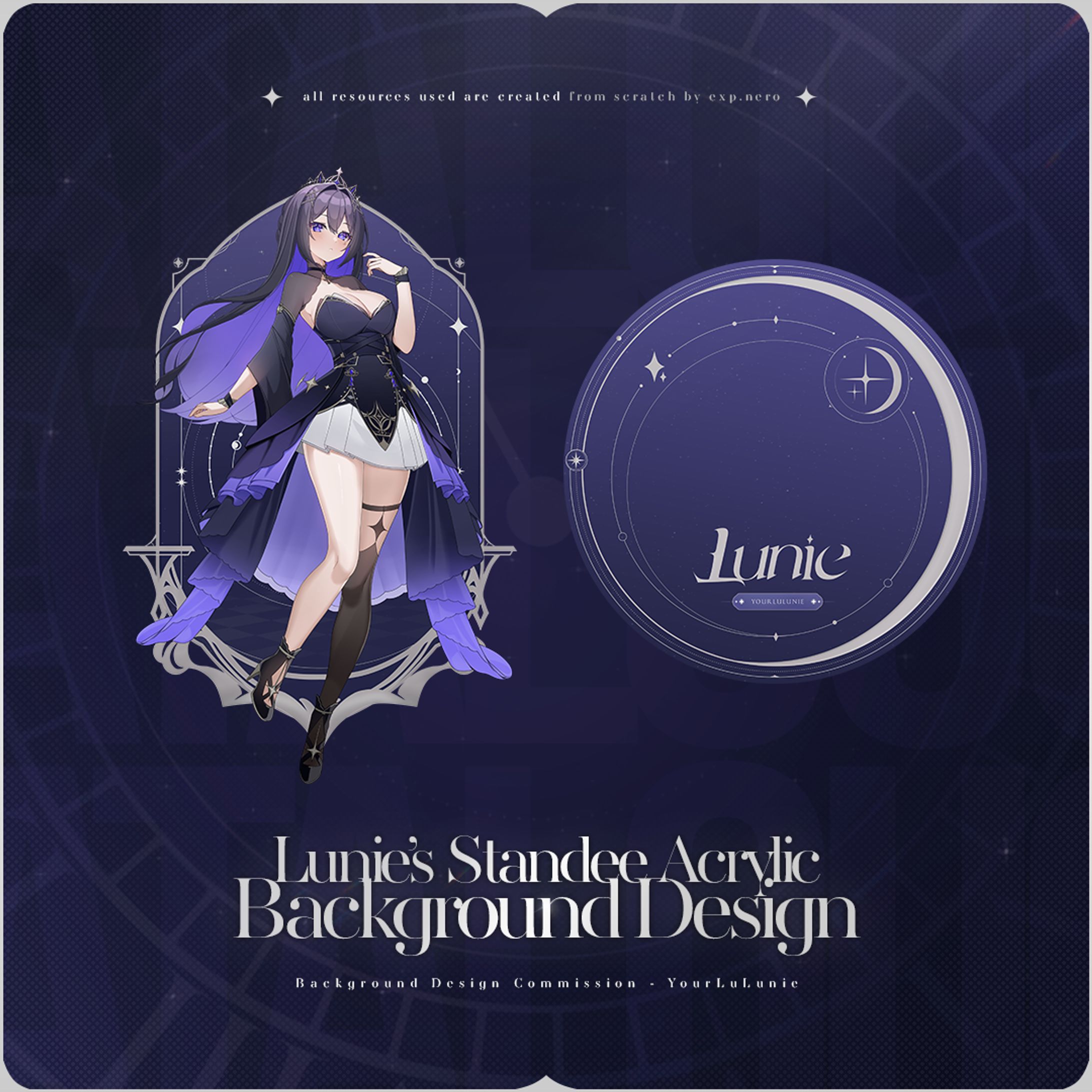 Standee Acrylic Background Design for Lunie's Merch-1