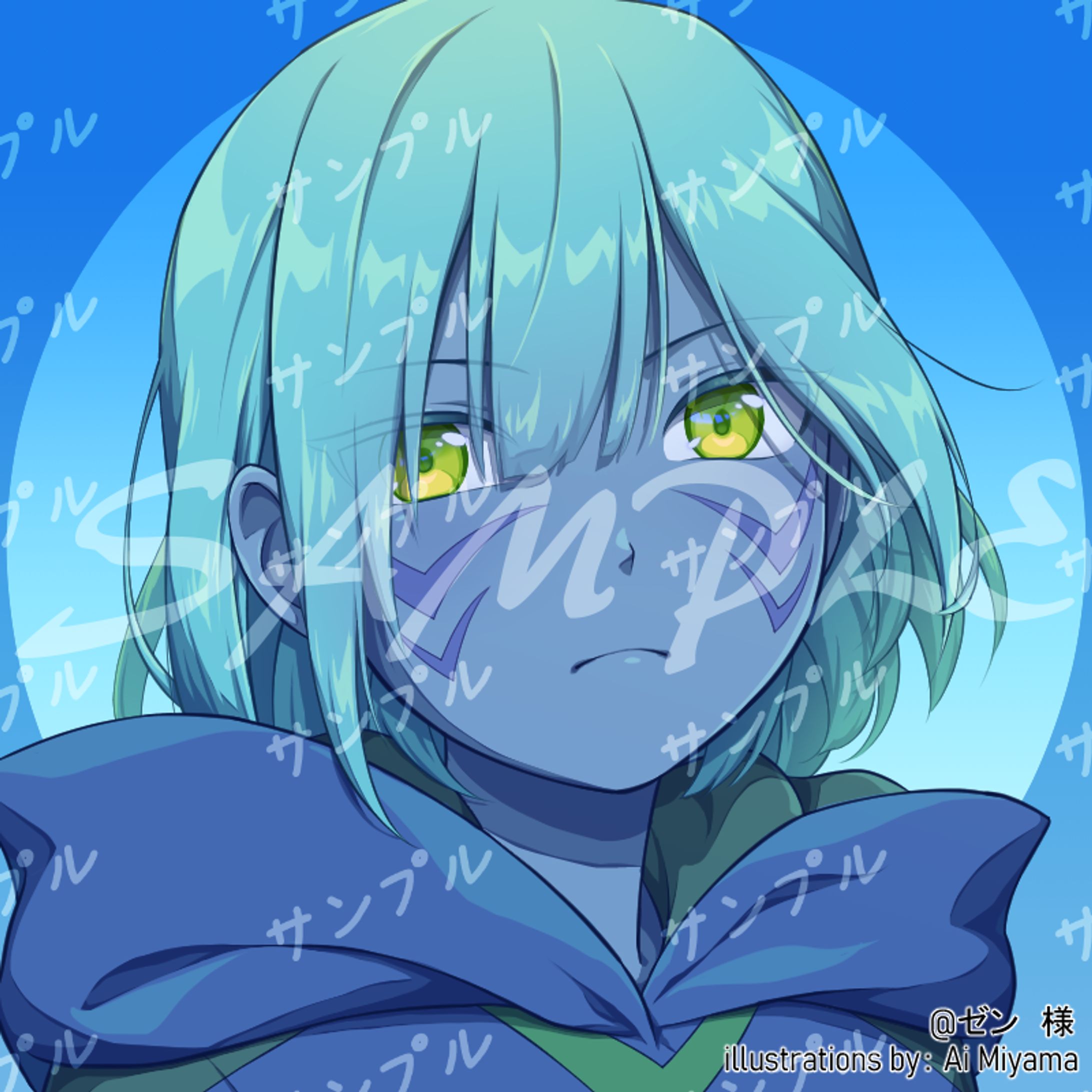 青肌の女の子アイコン-1