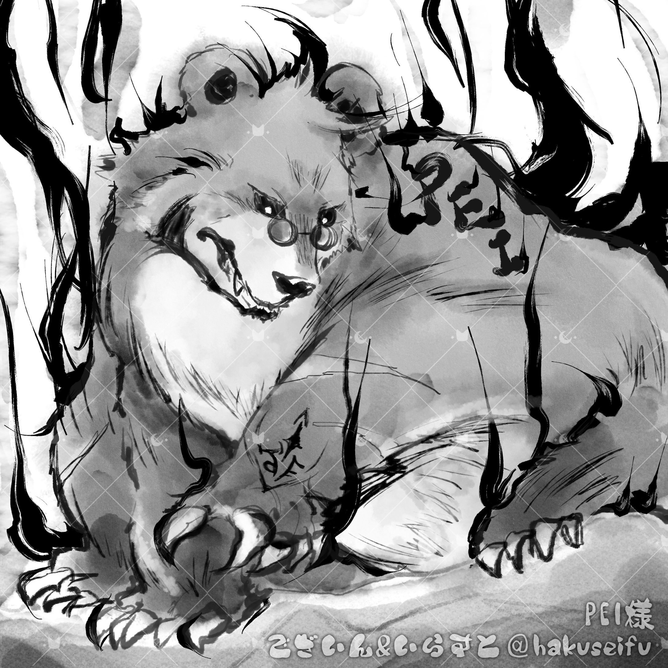 墨絵風OC：PEI様／illust-1