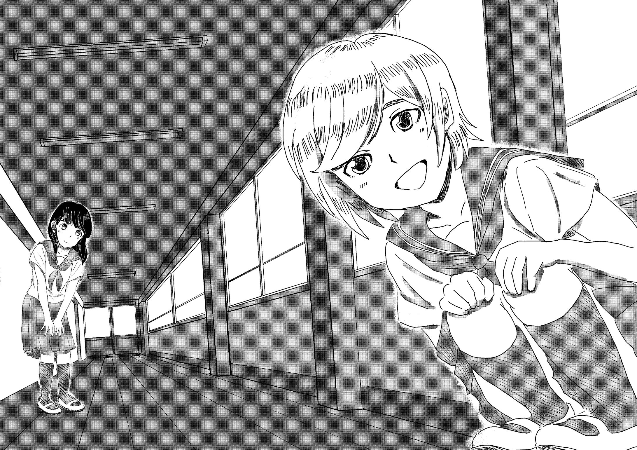 女子高生　モノクロ背景-1