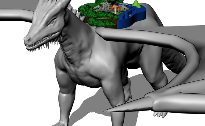 【ご依頼】ドラゴンと都市（作画用3D可動モデル）