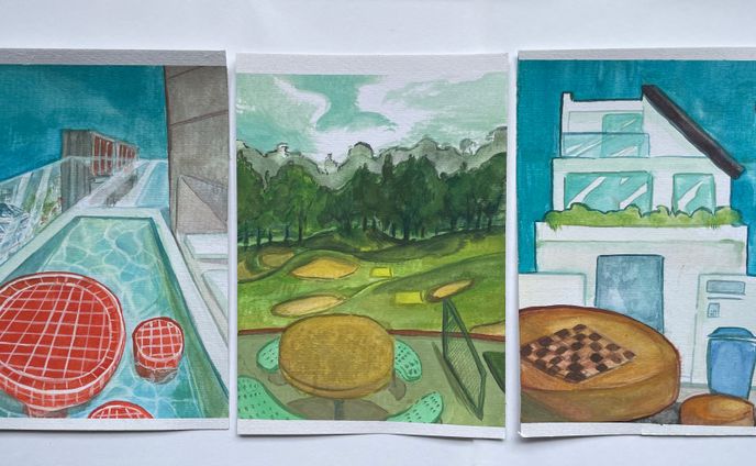 Triptych inspired by Let's Chat (Amanda Heng)