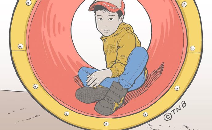 Hello from the hole
#うちの息子のポートレイト
#illustration #portrait #boy