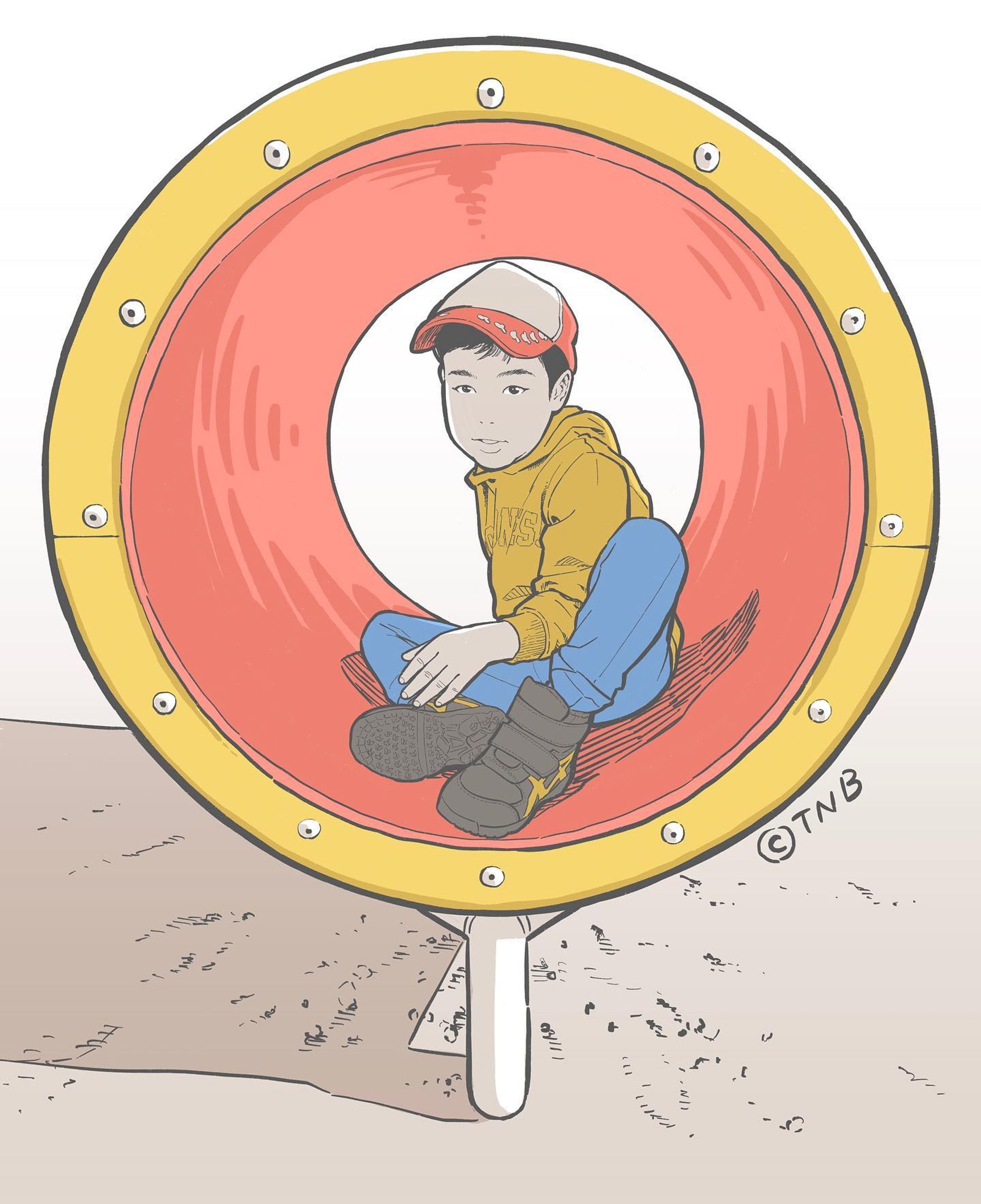 Hello from the hole
#うちの息子のポートレイト
#illustration #portrait #boy-1