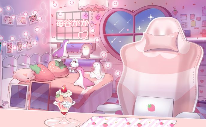 配信背景、等身イラスト