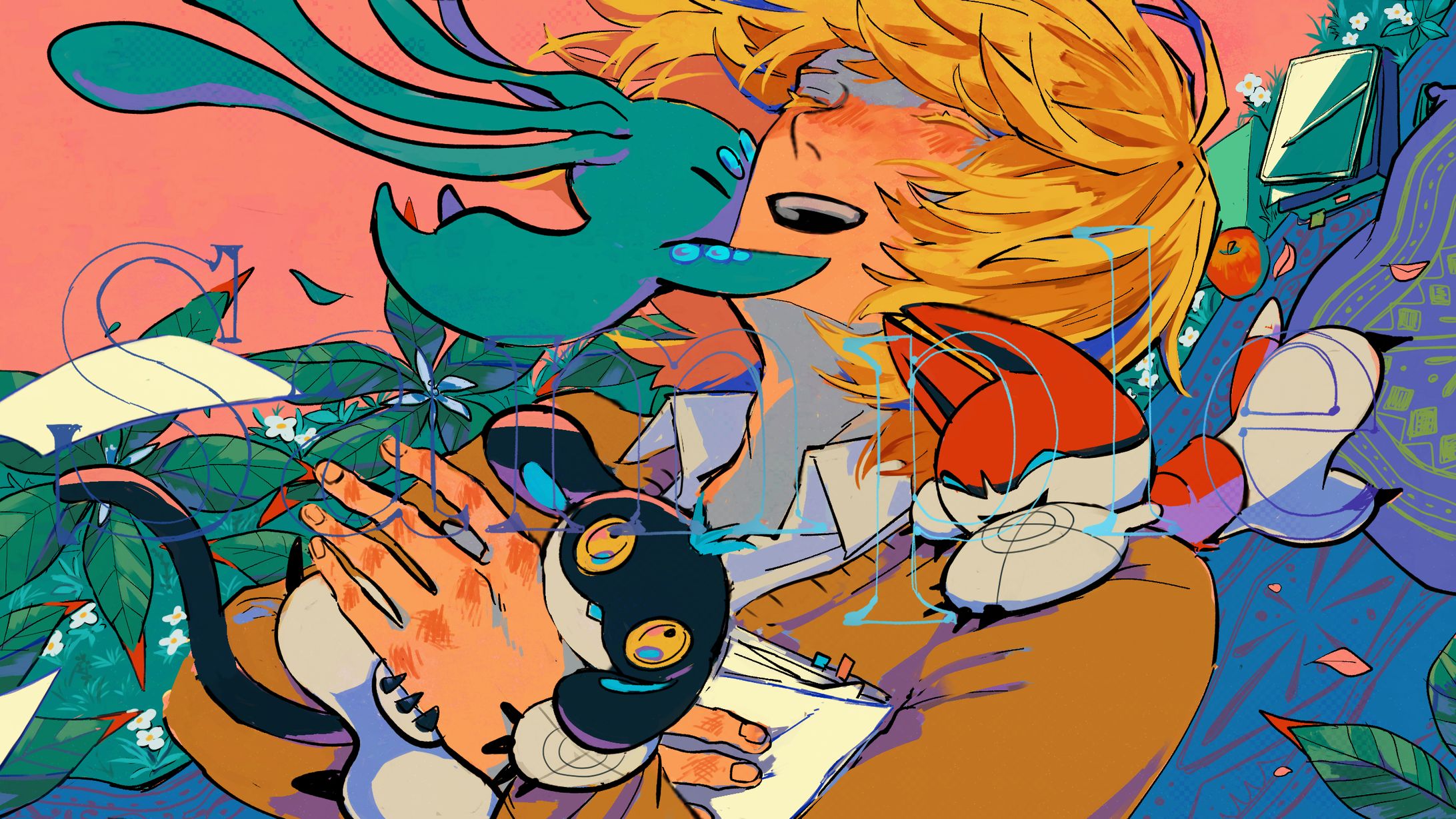 漫画ブレガラント関連（キャラクターイラスト・ペン画挿絵）-1