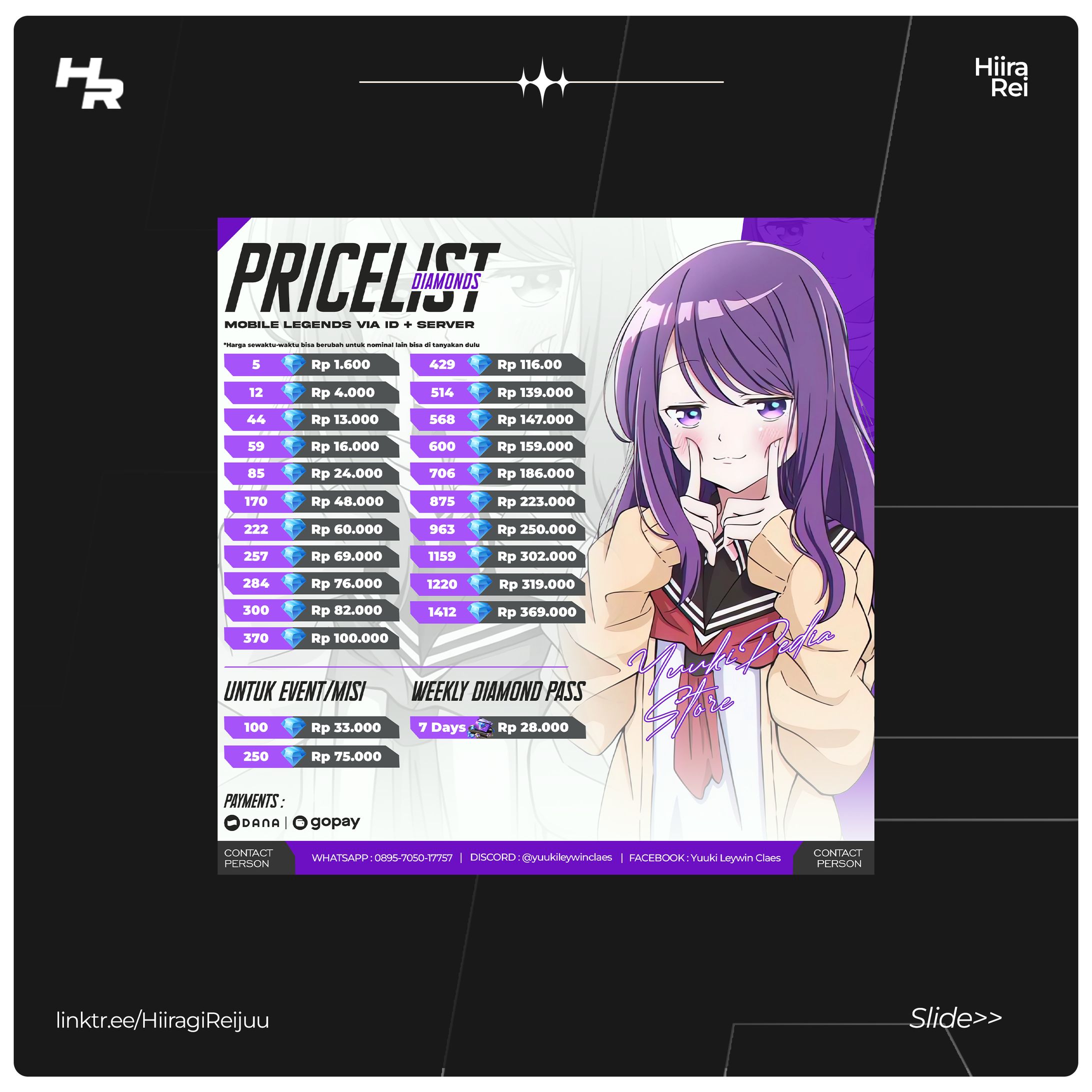 [Online Service purpose] - Game Currency Top Up Price List-1