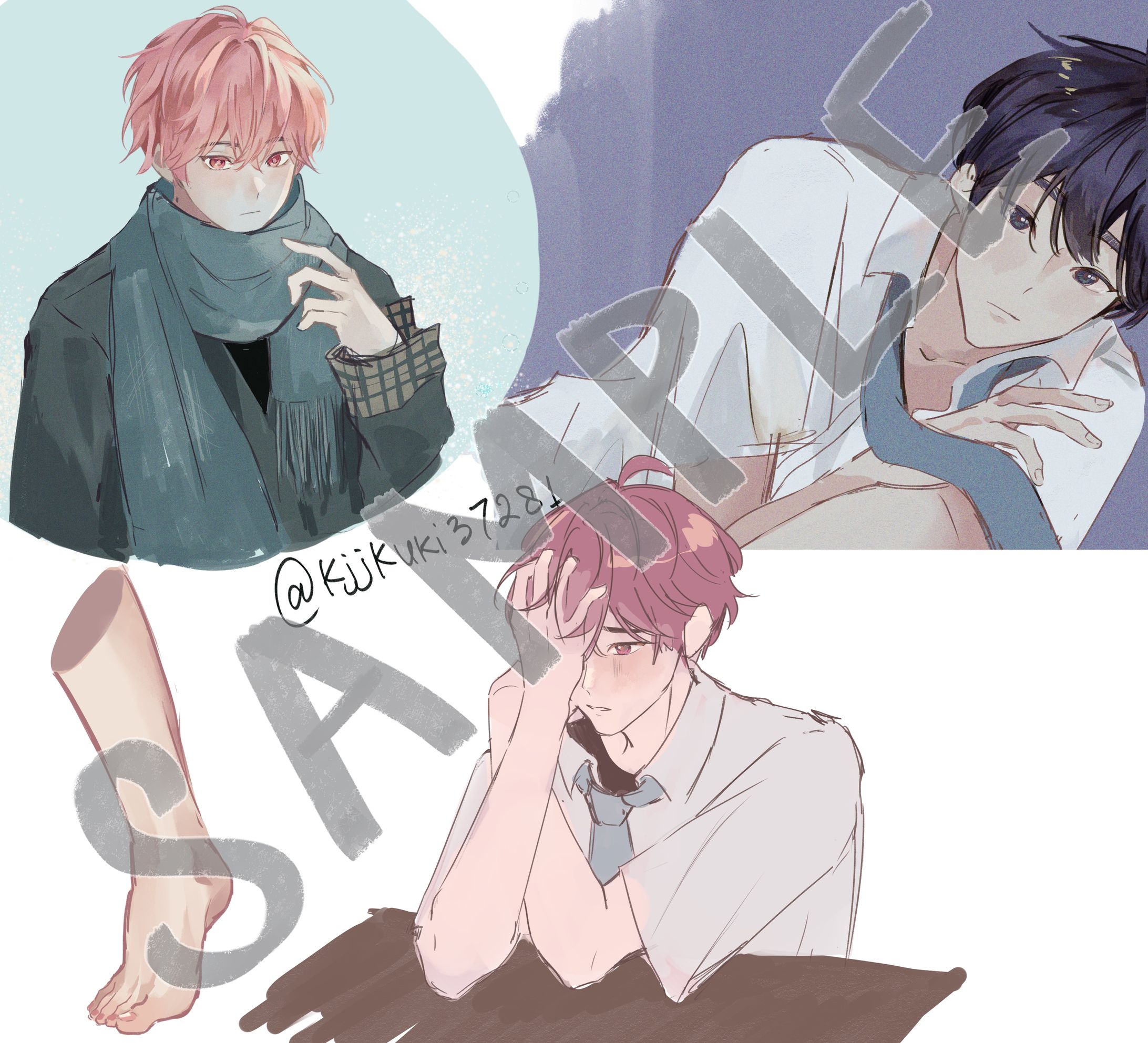 SAMPLES Flat colored sketch & shading+ligh effects-1