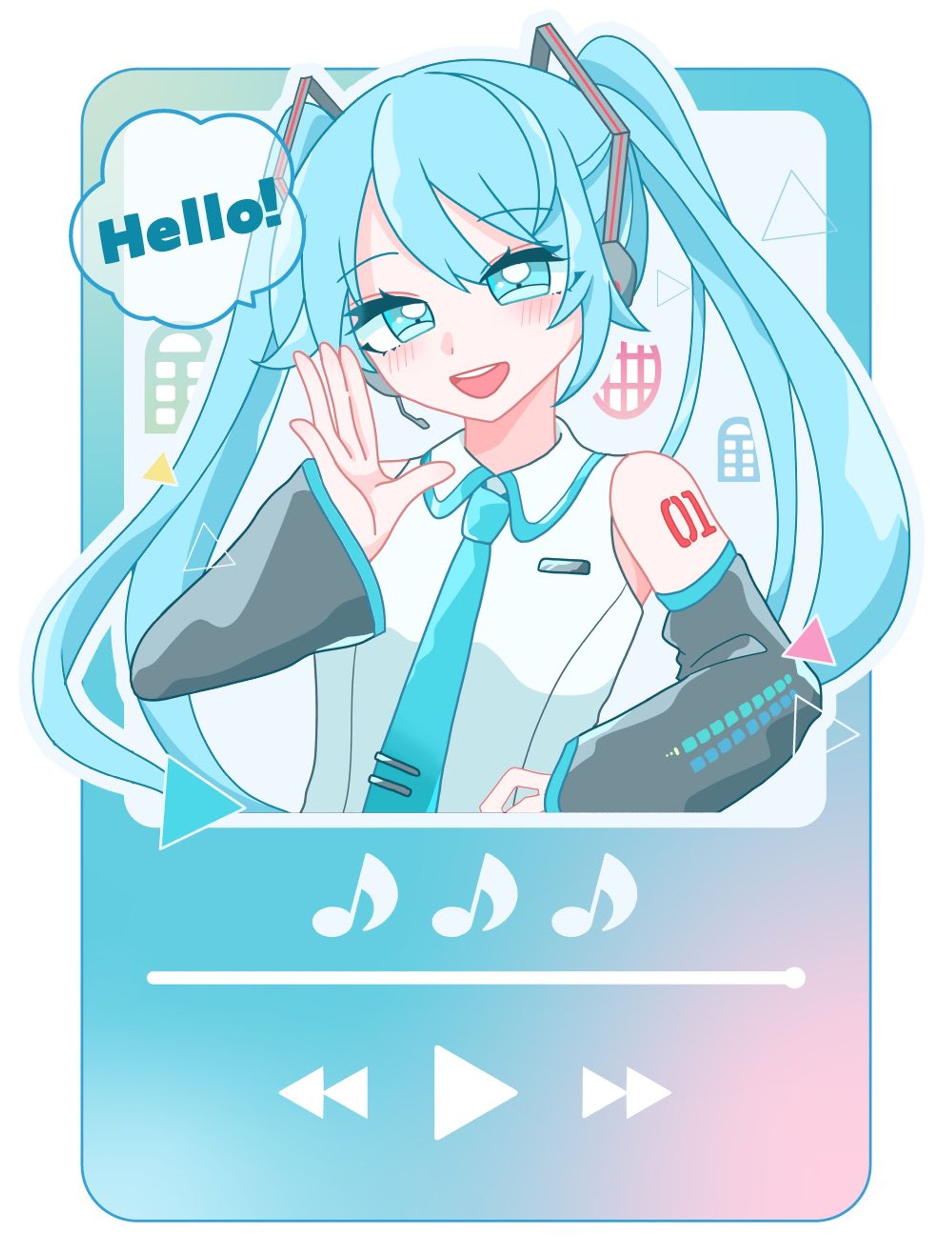 ボカロ紅白歌合戦　ミクの日合作イラスト-1