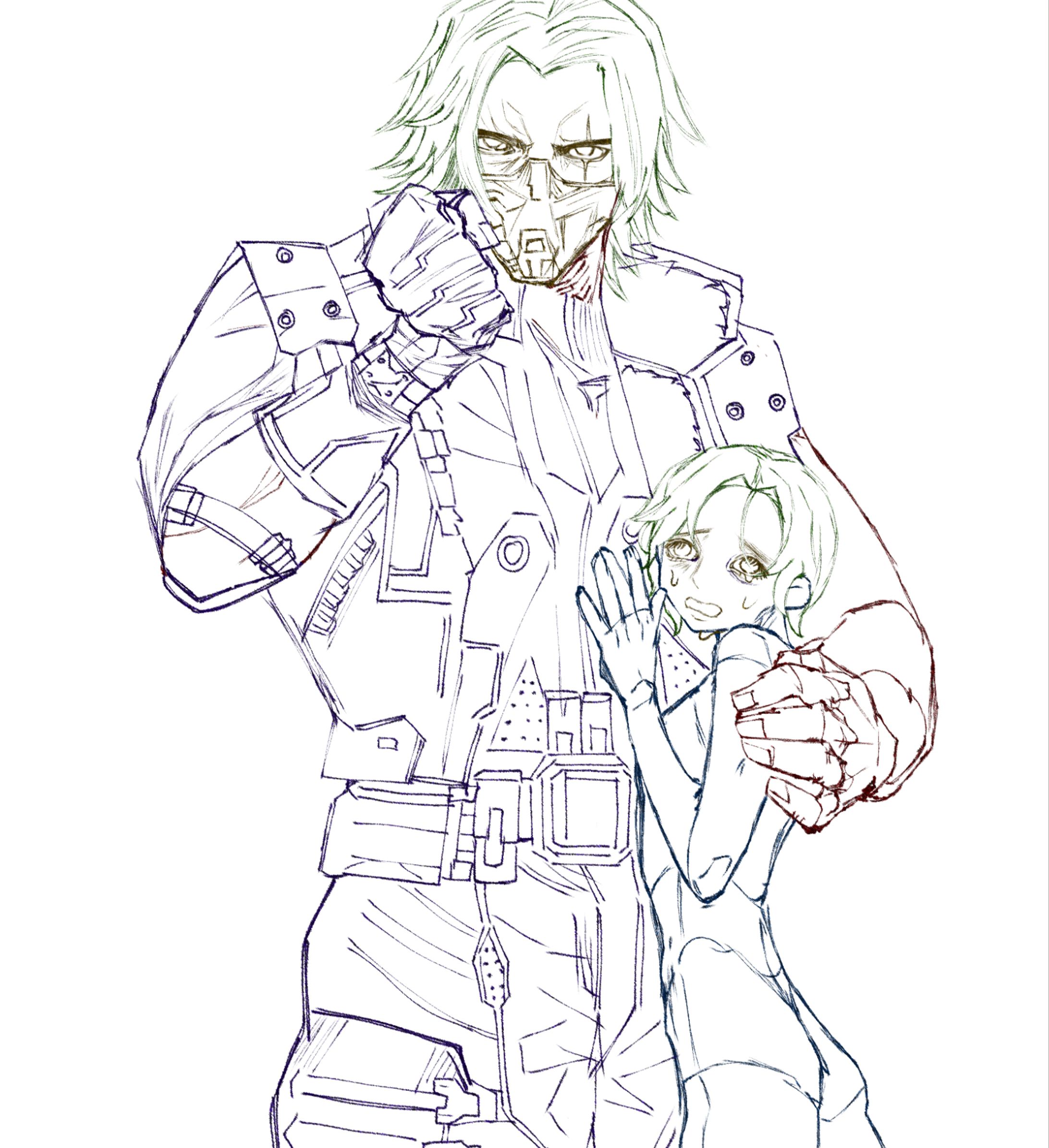 線画のみ2人絵(2200円)-1