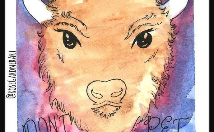 "Very Important Wyoming PSA!" 2022. Watercolor and ink. 
I was inspired by a hilarious @nationalparkservice
graphic posted this summer and Wyoming's consistent annual tourism Bison goring. Bison are beautiful but that are extremely territorial and not interested in being pet. Please enjoy wildlife from afar!

Like what you see? You can buy 5 postcard size prints of this for $5 or the original 8x10 is also for sale (DM for price). Message me for a PayPal or Venmo invoice. 
.
.
.
.
.
 .
#rosegardnerart #penandink #spiralart #bison #buffalo #keepwildlifewild #wyomingpsa #wyoming #wyomingartist #lineart #lineartwork #illustration #handdrawn #freehand #artsagram #contemporaryart #inkdrawing #sketch #sketchbook #contemporaryart #artofinstagram #現代アート #アートギャラリー  #ペン画 #細密画 #ペンアート #일러스트 #일러스틀레이션