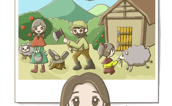 村人の生活を説明するイラスト